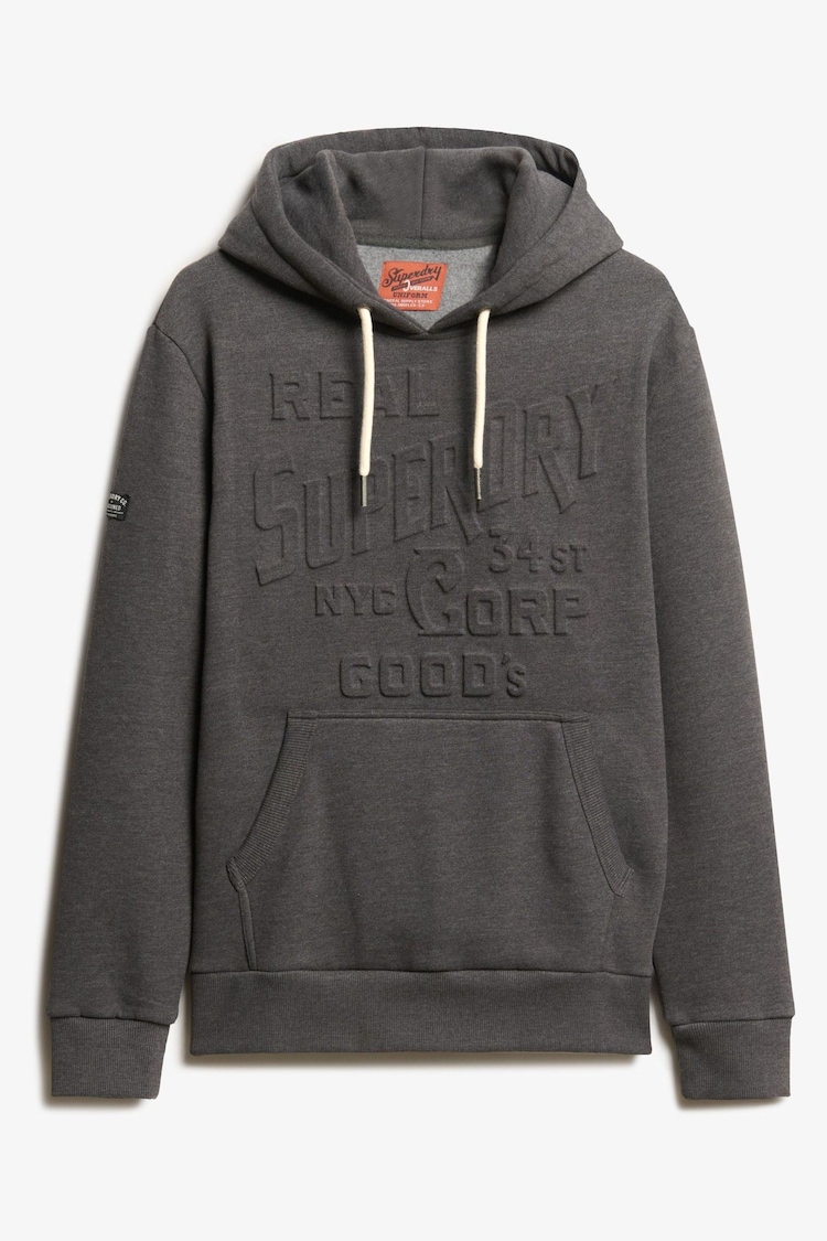 Superdry Graphite Dark Grey Marl Embossed Logo Graphic Hoodie - Image 1 of 1