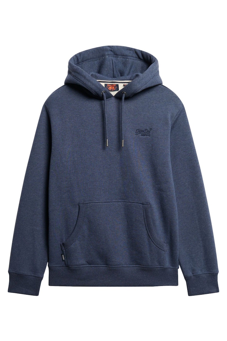 Superdry Navy Heritage Marl Essential Slim Fit Logo Hoodie - Image 1 of 1