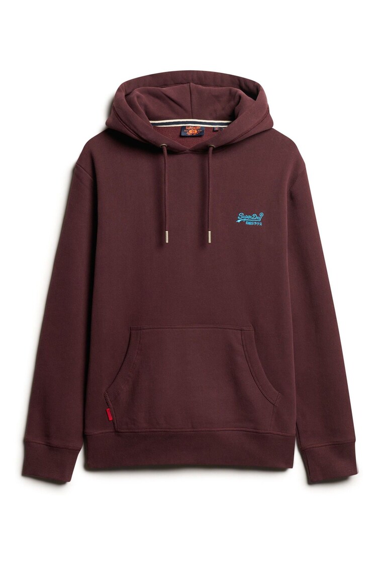 Superdry Burgundy Rich Deep Essential Slim Fit Logo Hoodie - Image 1 of 1