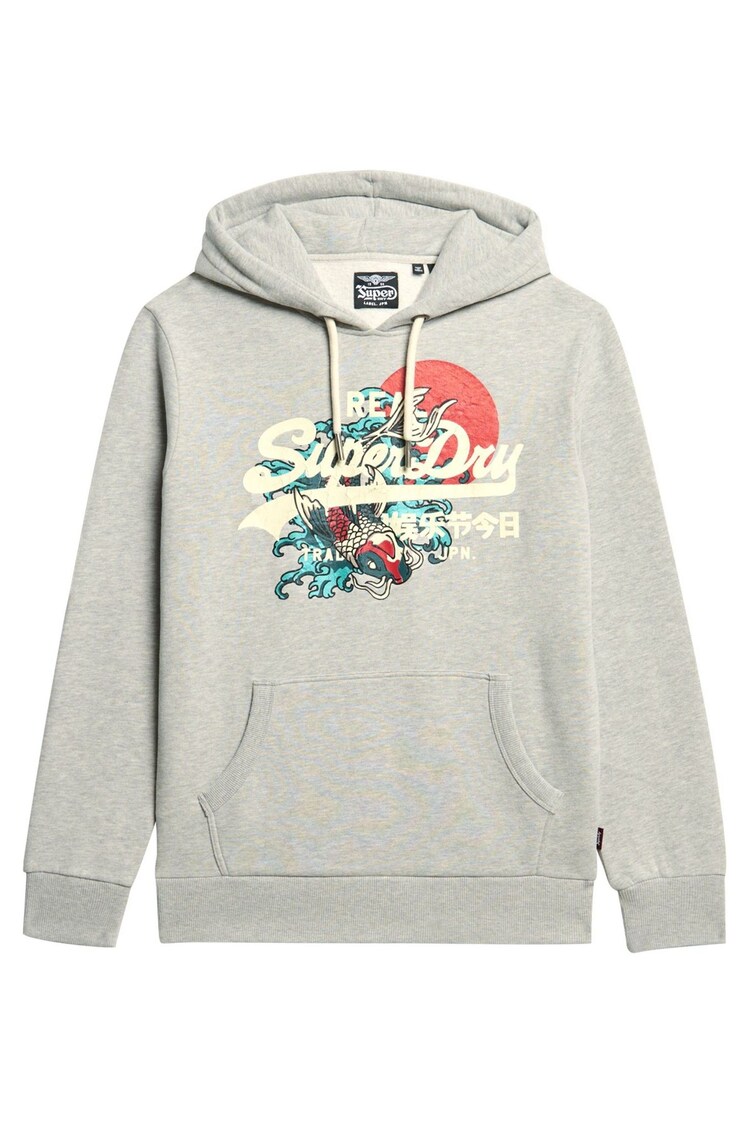 Superdry Stone Beige Marl Tokyo Vintage Logo Hoodie - Image 1 of 1