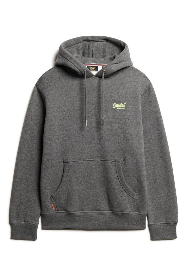 Superdry Grey Carbon Marl Essential Slim Fit Logo Hoodie - Image 1 of 1