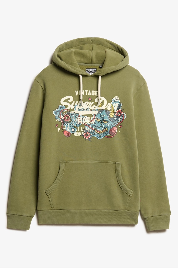 Superdry Soft Moss Green Tokyo Vintage Logo Hoodie - Image 1 of 1