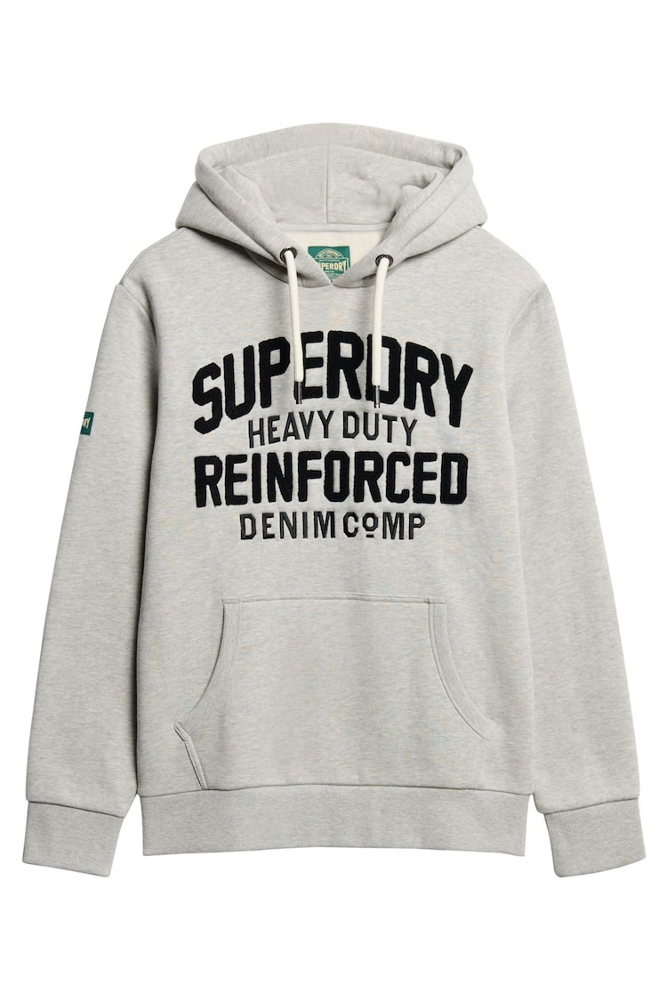 Superdry Stone Beige Marl Embroider Script Graphic Hoodie - Image 1 of 1