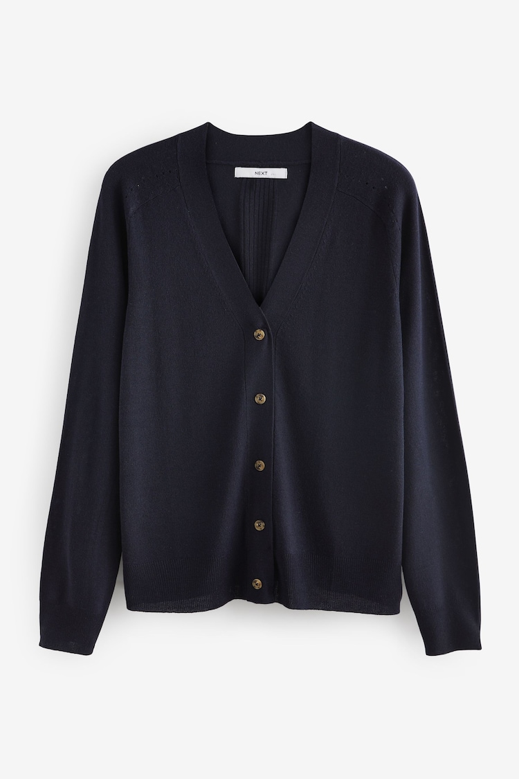 Navy Blue Soft Touch Button Up Knitted Cardigan - Image 1 of 1