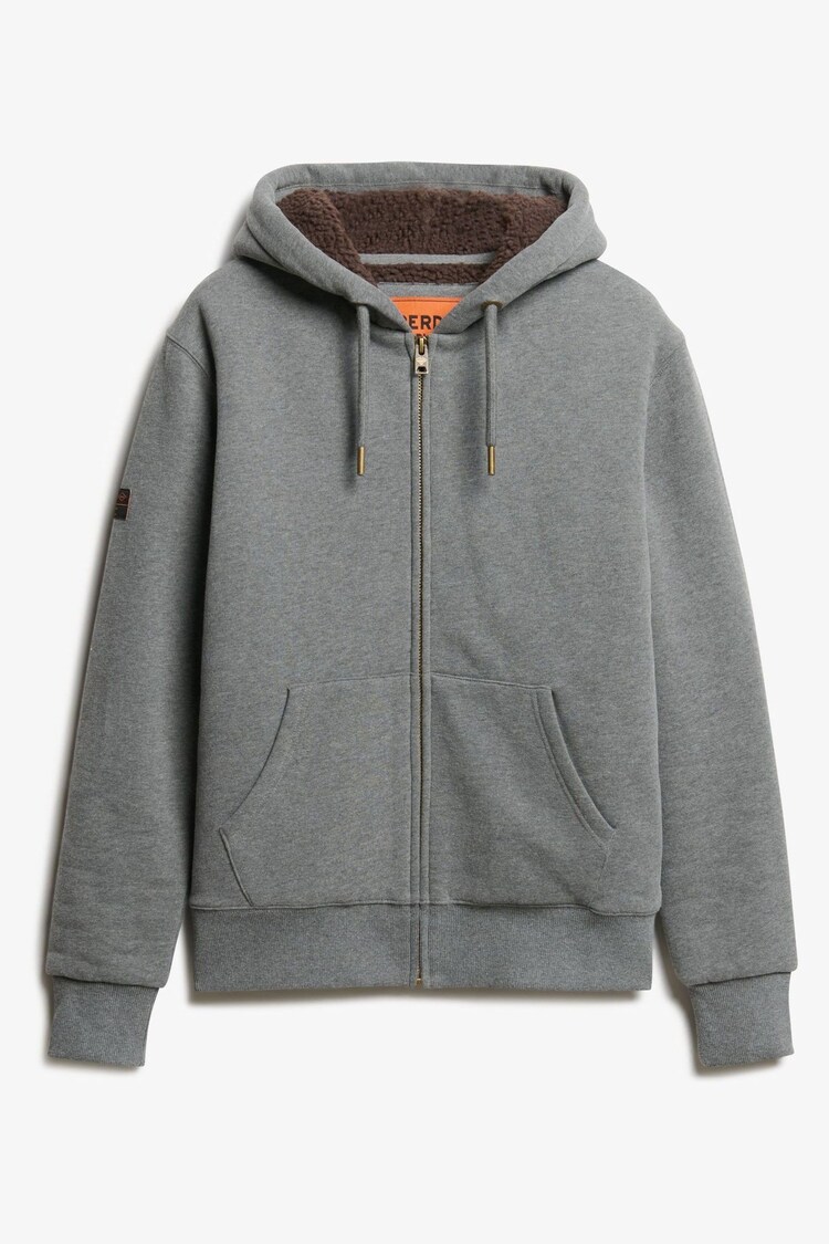 Superdry Charcoal Grey Marl Borg Lined Zip Hoodie - Image 1 of 1