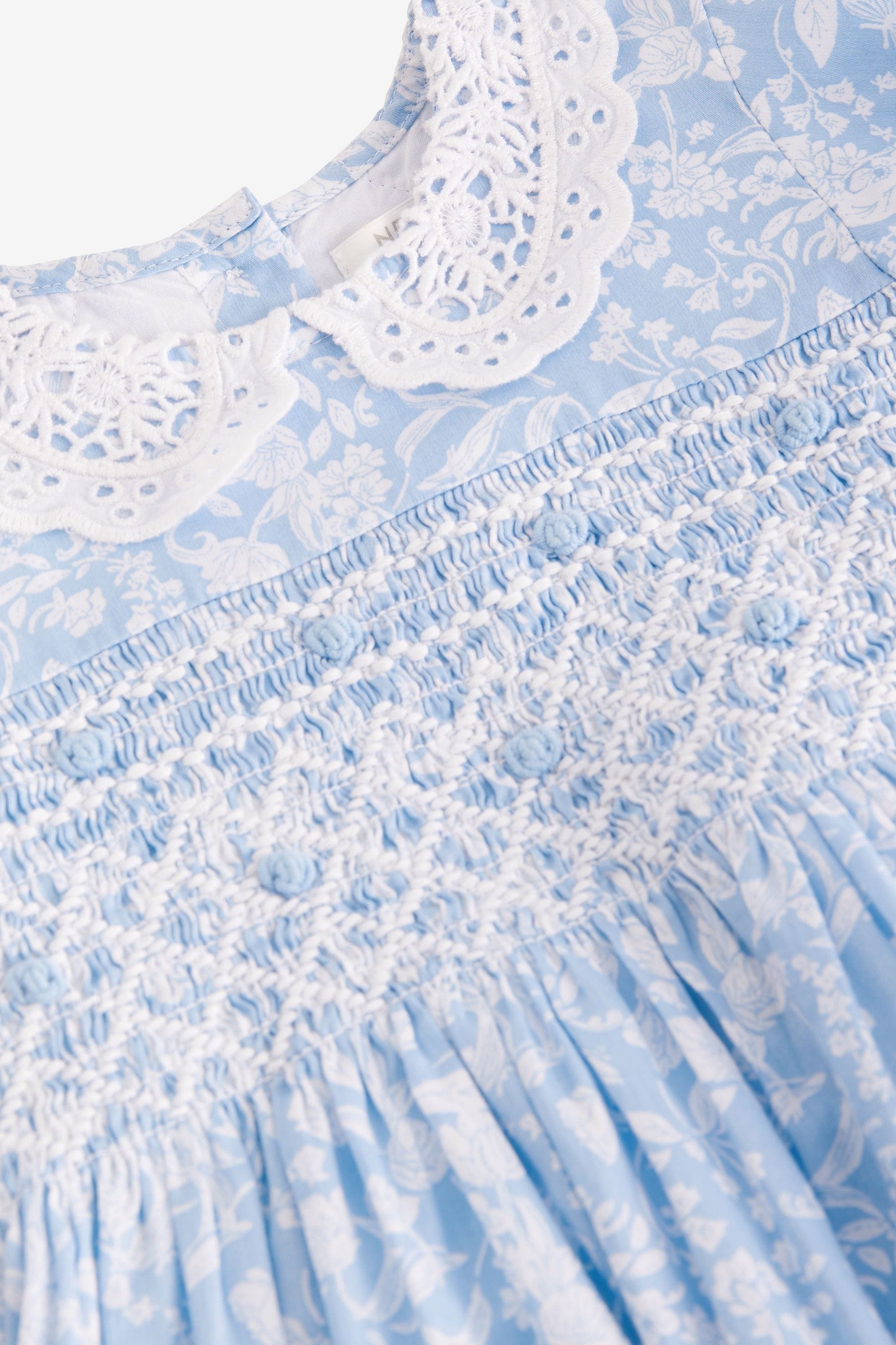 Buy Blue Lace Collar Shirred Dress (3mths-8yrs) from Next Qatar