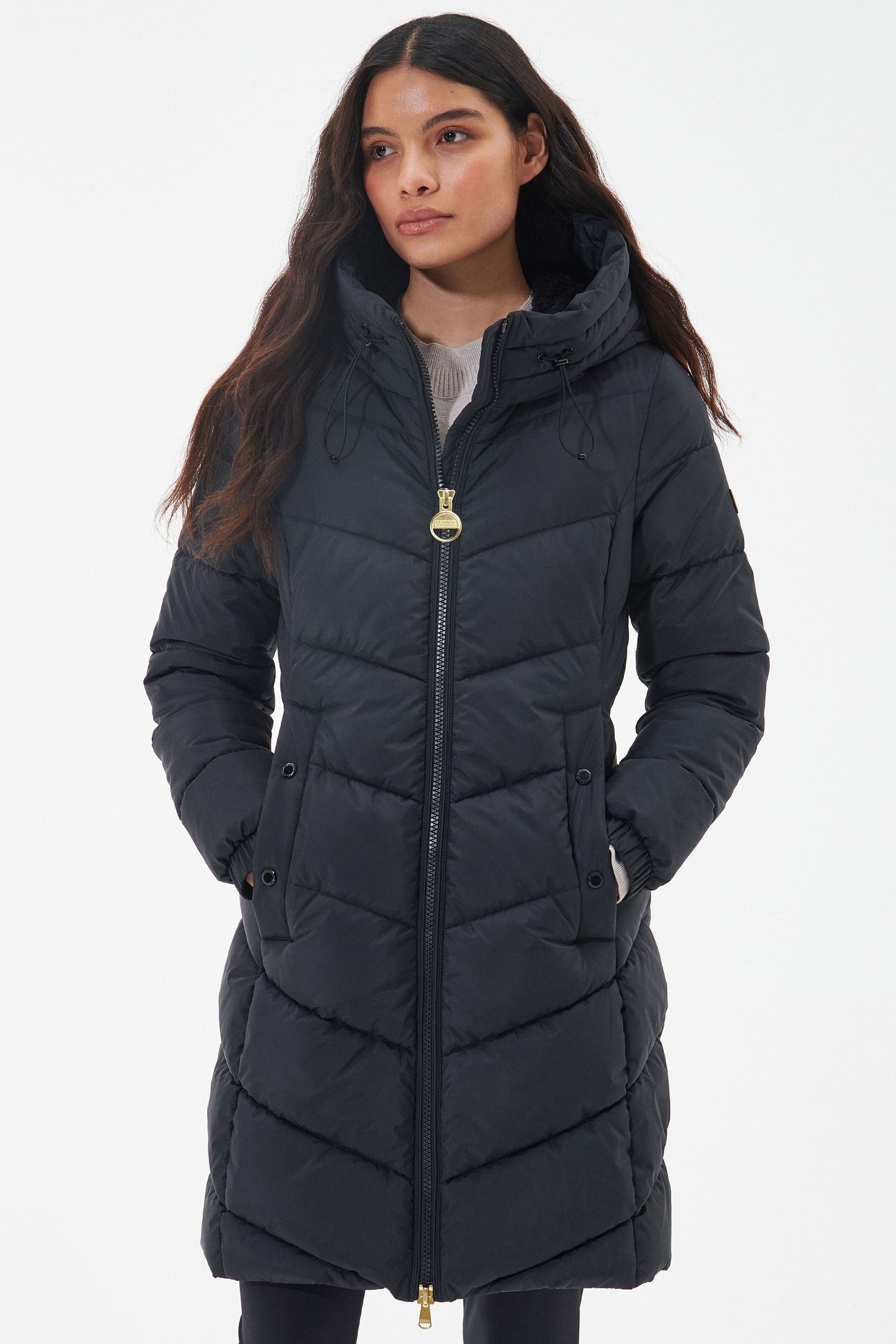 Buy Barbour® International Boston Longline Quilted Black Jacket from ...