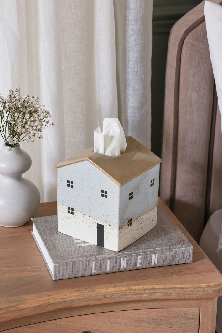 Natural Ceramic House Tissue Box - Image 1 of 1
