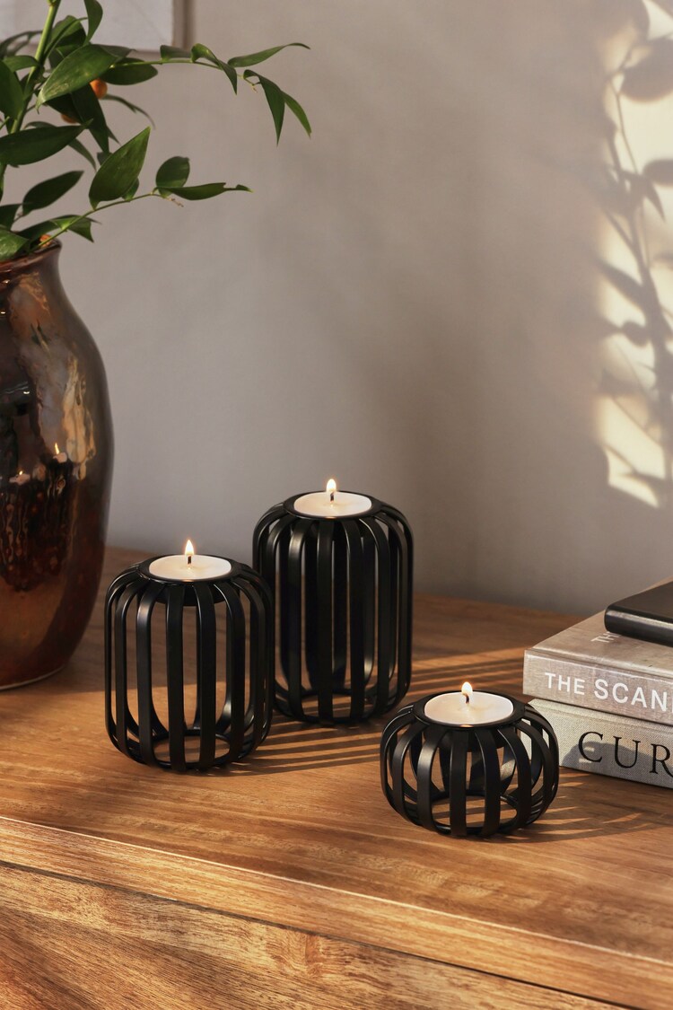Set of 3 Black Wire Tea Light Candle Holders - Image 1 of 1