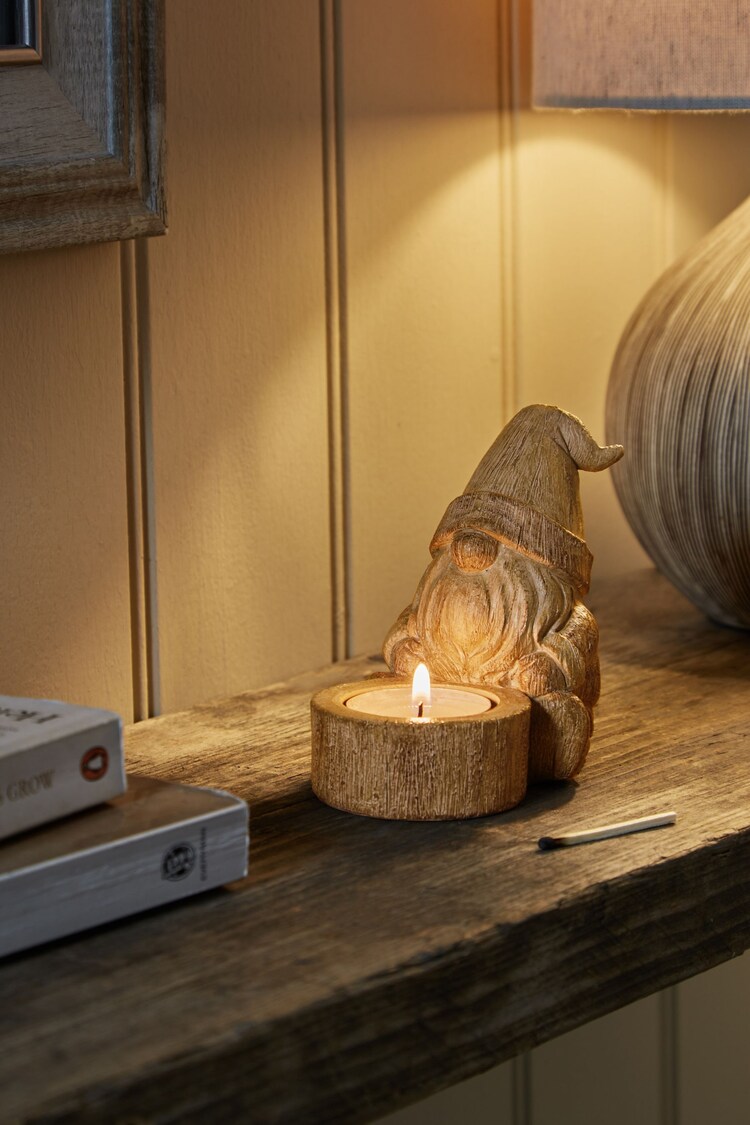 Natural Christmas Gonk Tea Light Candle Holder - Image 1 of 1