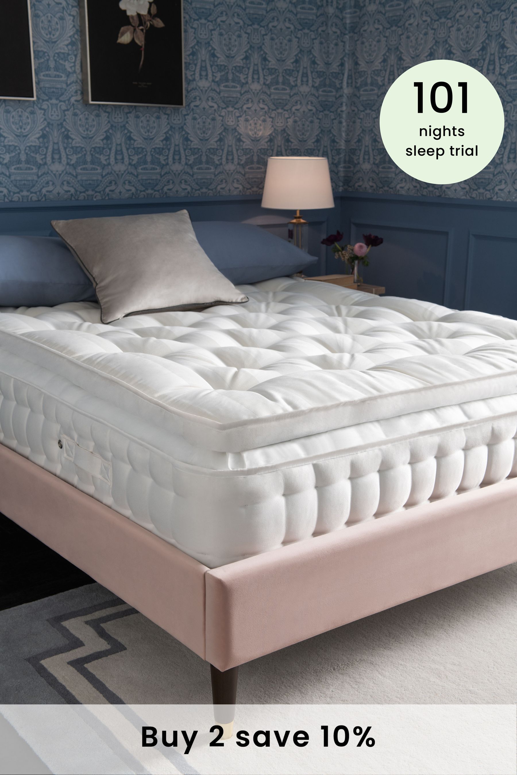 Buy Laura Ashley White Emsworth 2500 Pocket Sprung Firm Mattress from