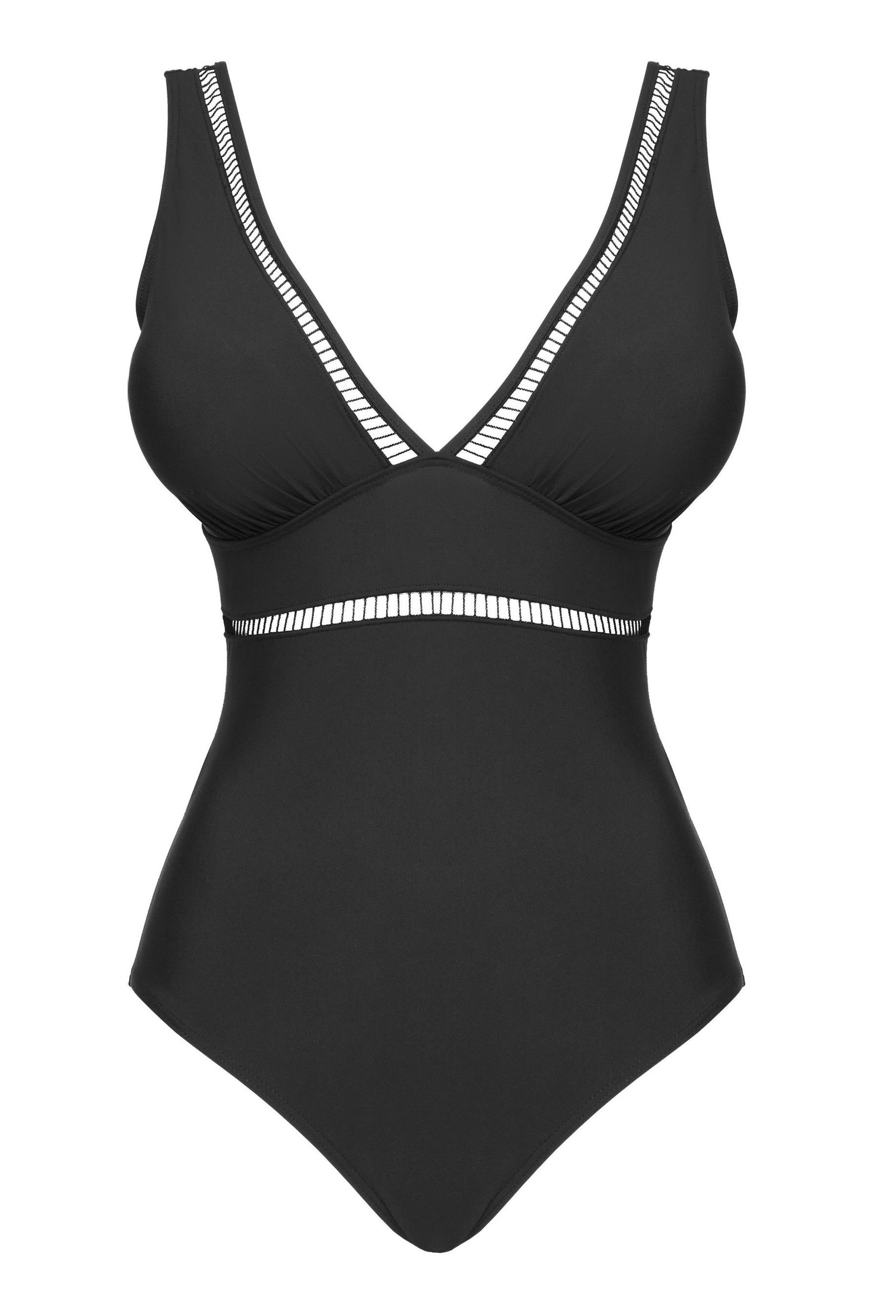 Buy Figleaves Black Icon Non Wired Tummy Control Shaping Swimsuit from ...
