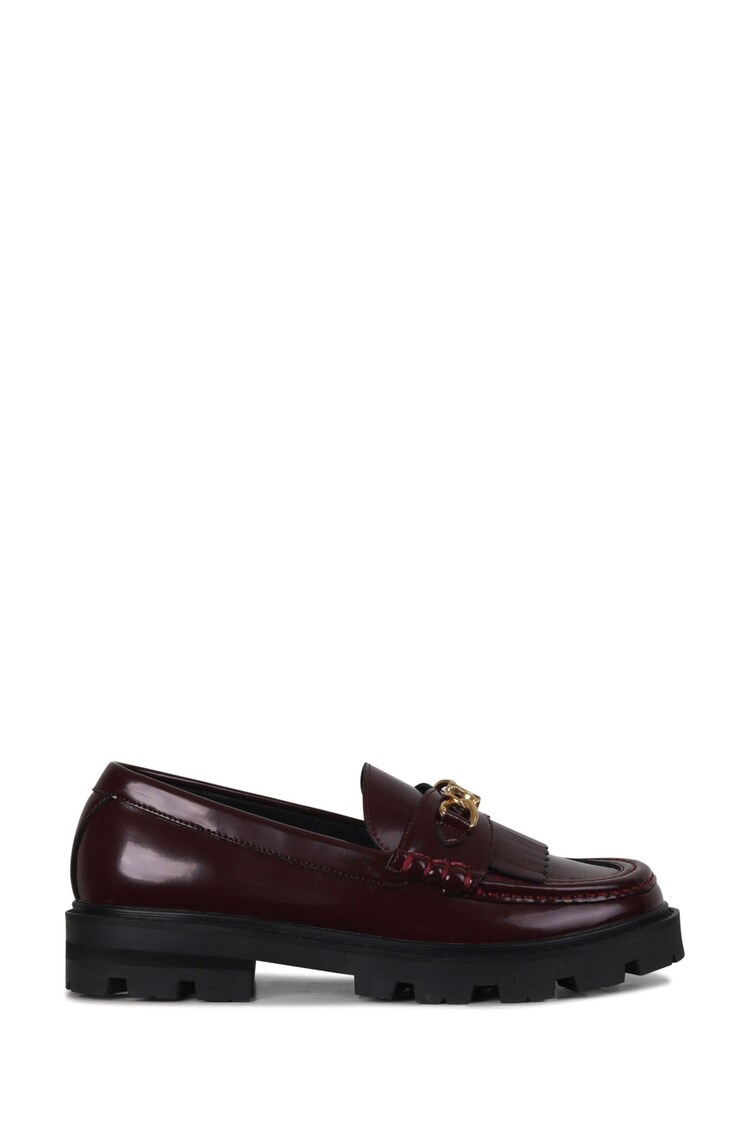 Linzi Red Remy Loafers with Fringe Detail And Gold Chain - Image 1 of 1