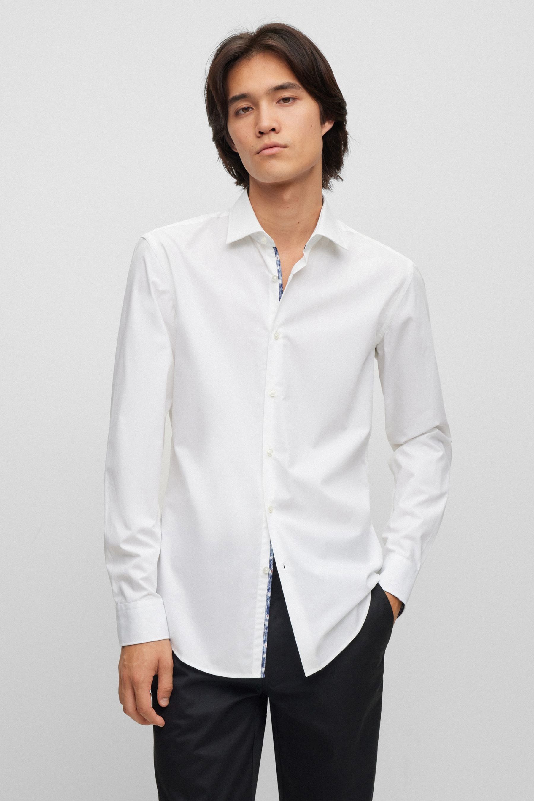 Buy HUGO White Slim Fit Long Sleeve Shirt from the Next UK online shop