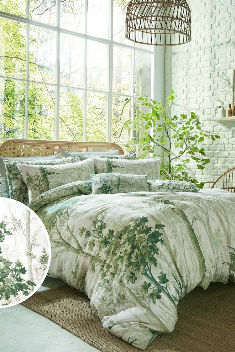 Graham & Brown Green Coppice Forest 100% Cotton Duvet Cover and Pillowcase Set - Image 1 of 1
