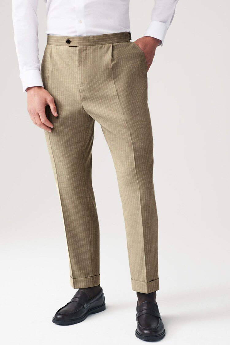Neutral Relaxed Fit Stripe Suit: Trousers - Image 1 of 1
