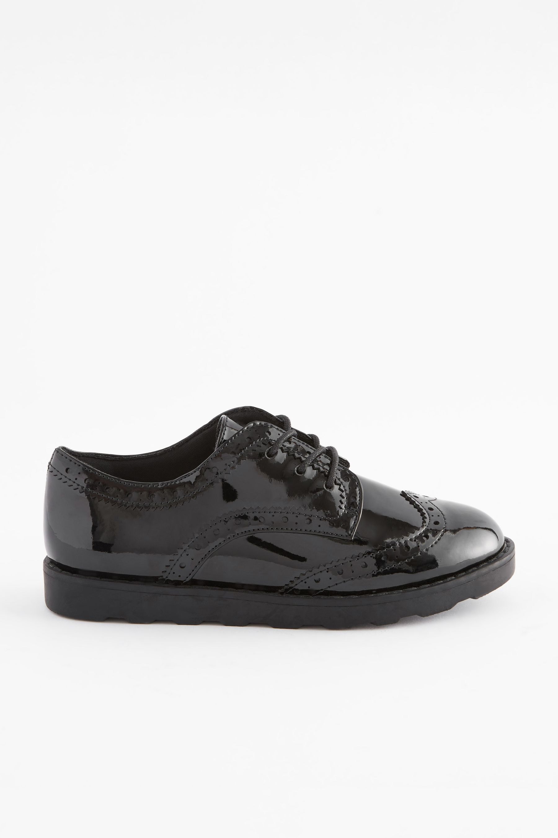 Buy Black Patent Standard Fit (F) School Lace Brogues from the Next UK ...
