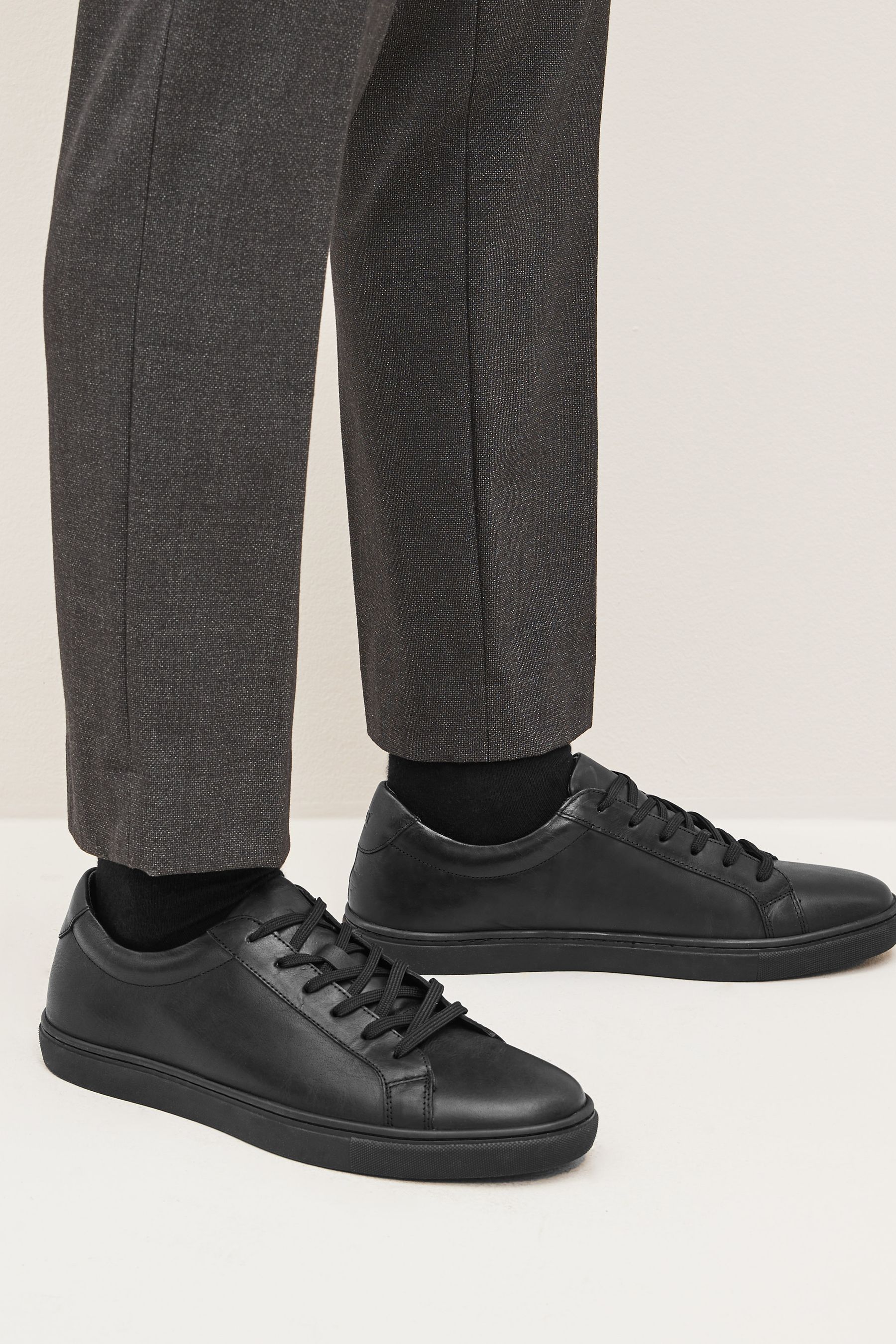 Buy Black Leather Trainers from the Next UK online shop