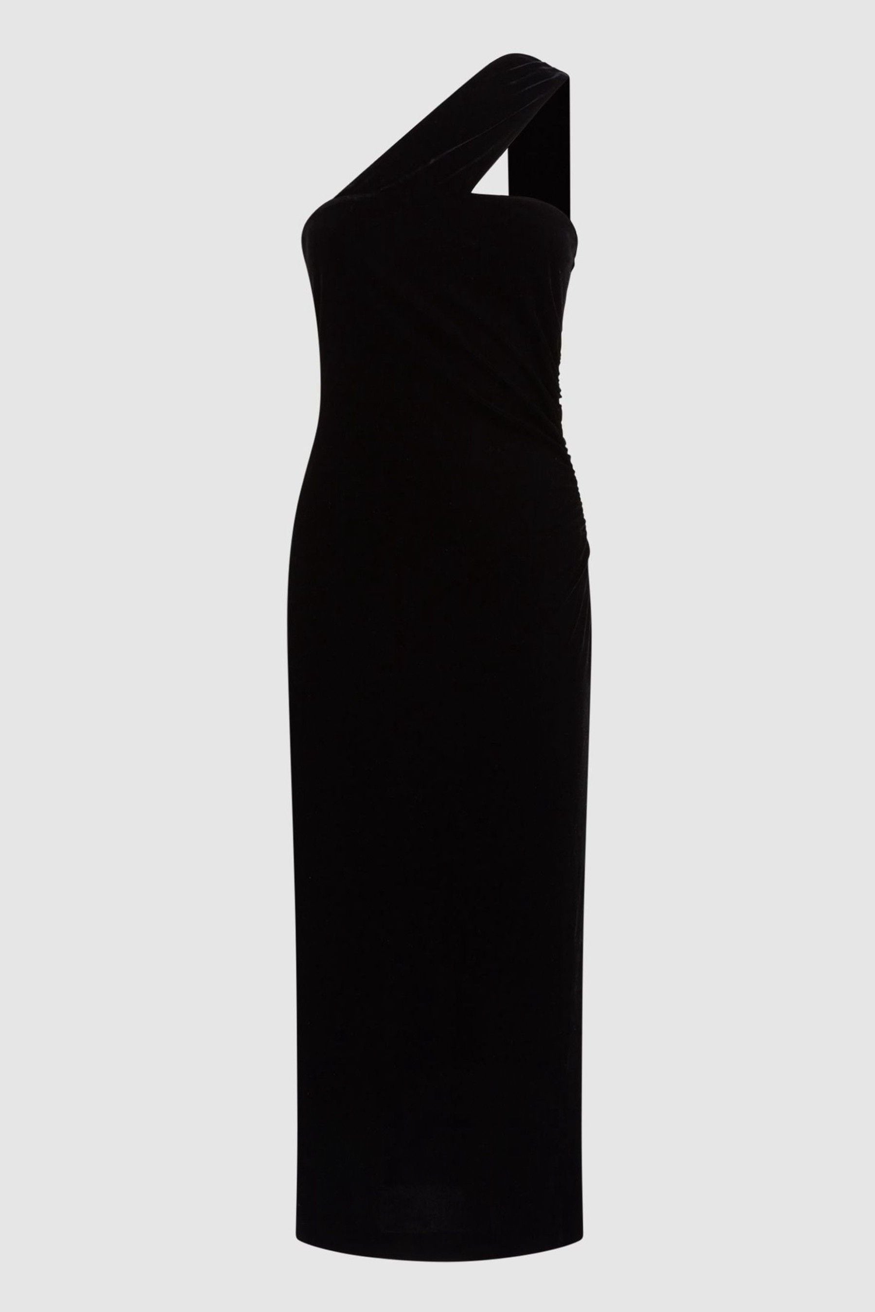 Buy Reiss Black Abbey Velvet One-Shoulder Midi Dress from the Next UK ...