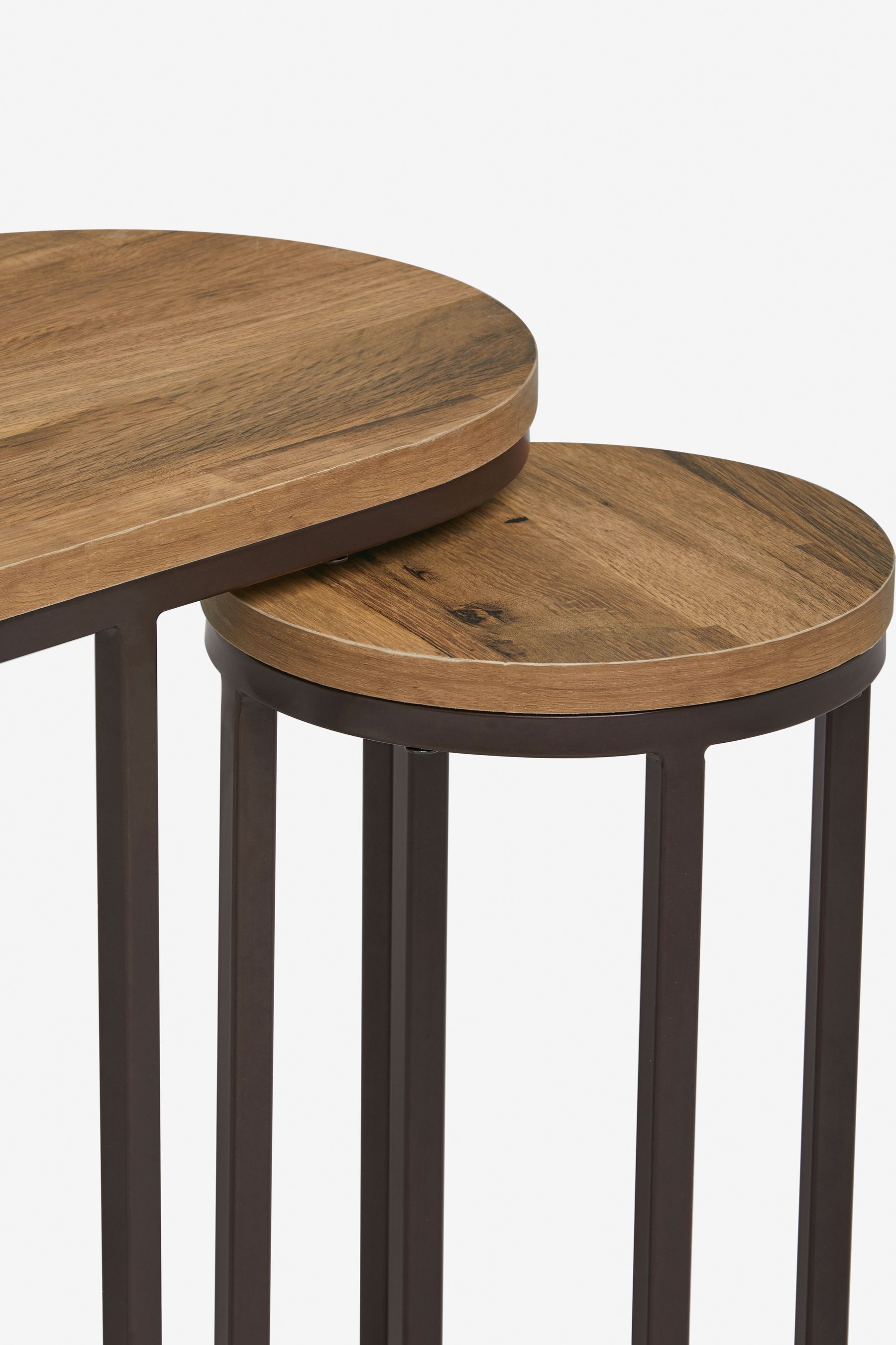Buy Dark Bronx Oak Effect Round Set of 3 Nest of Tables from the Next