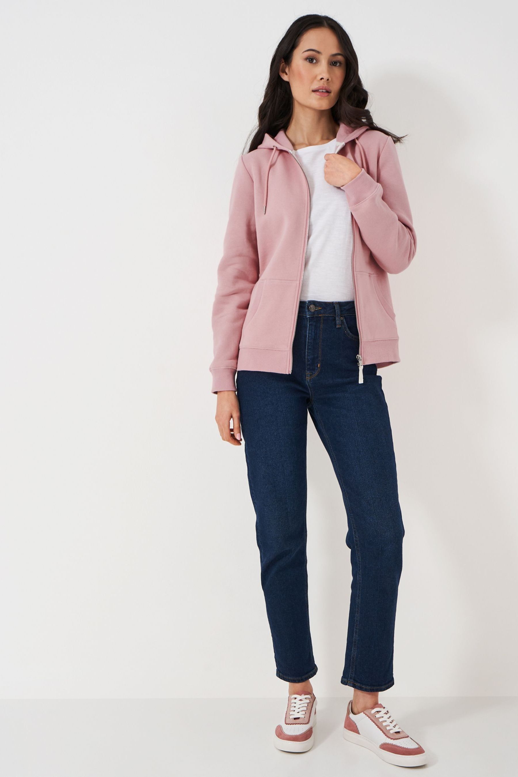 Buy Crew Clothing Pink Heritage Zip Through Hoody from the Next UK online shop