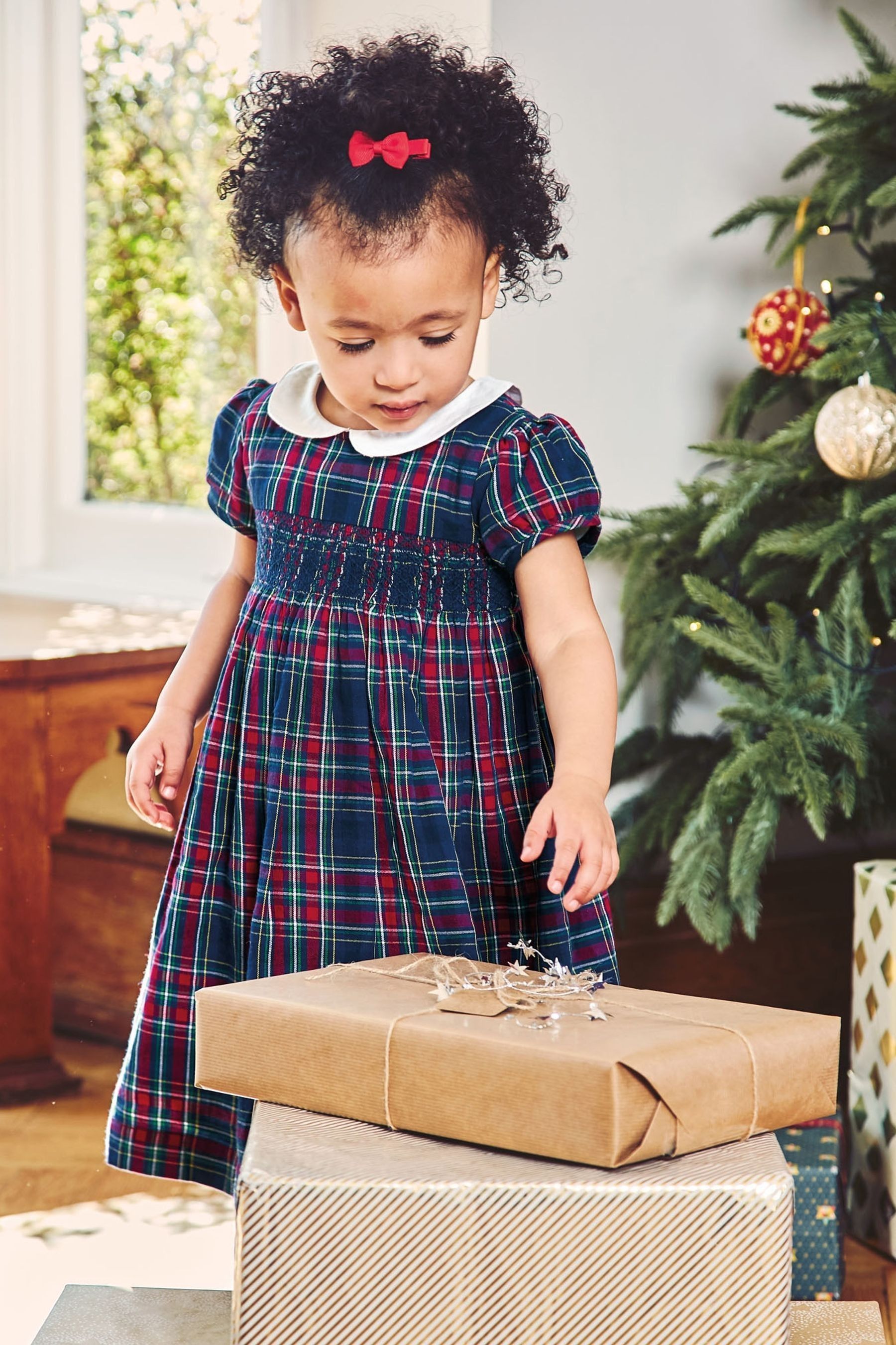 Buy JoJo Maman Bébé Navy Smocked Tartan Party Dress from the Next UK online shop