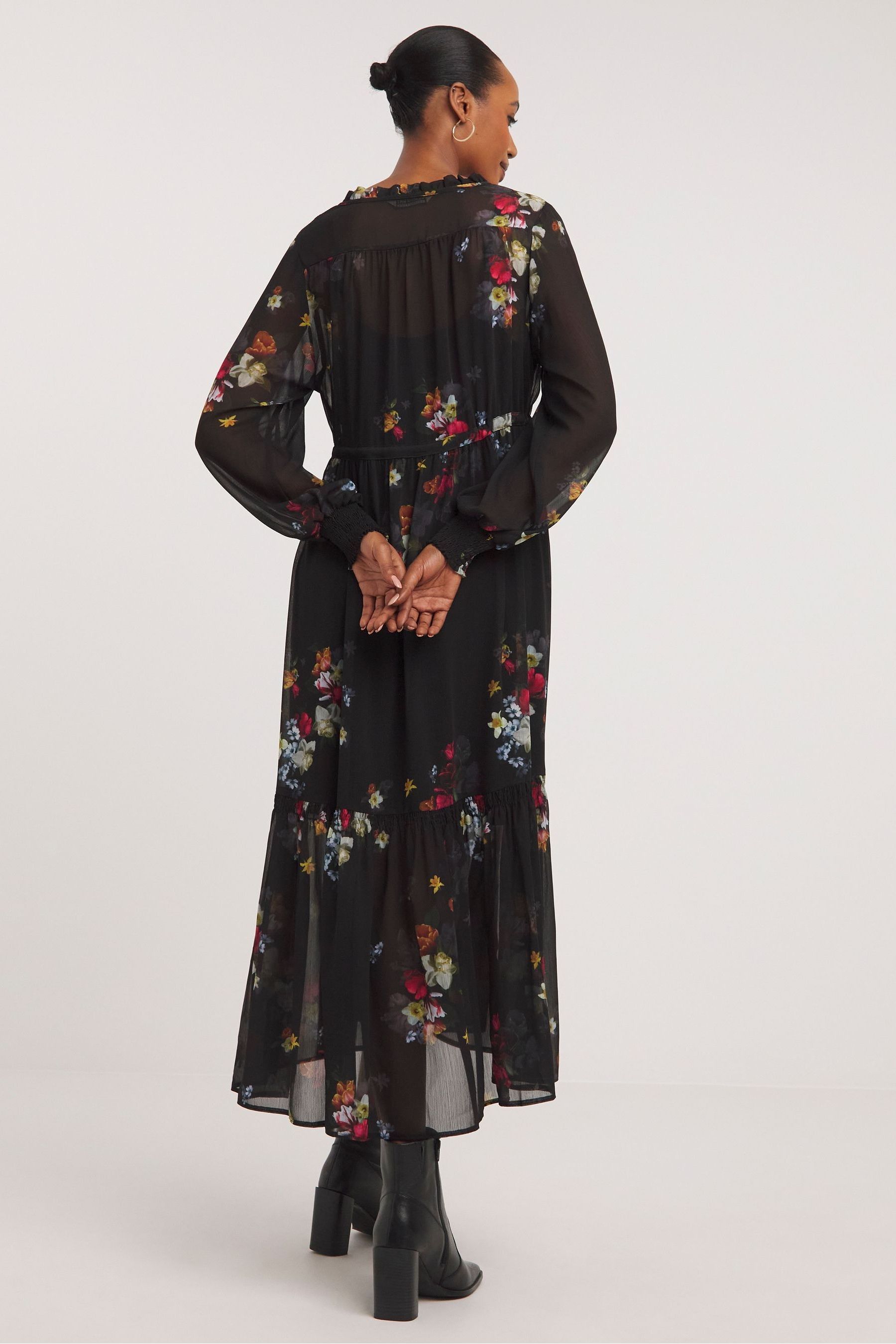 Buy JD Williams Black Floral Chiffon Smock Dress from the Next UK