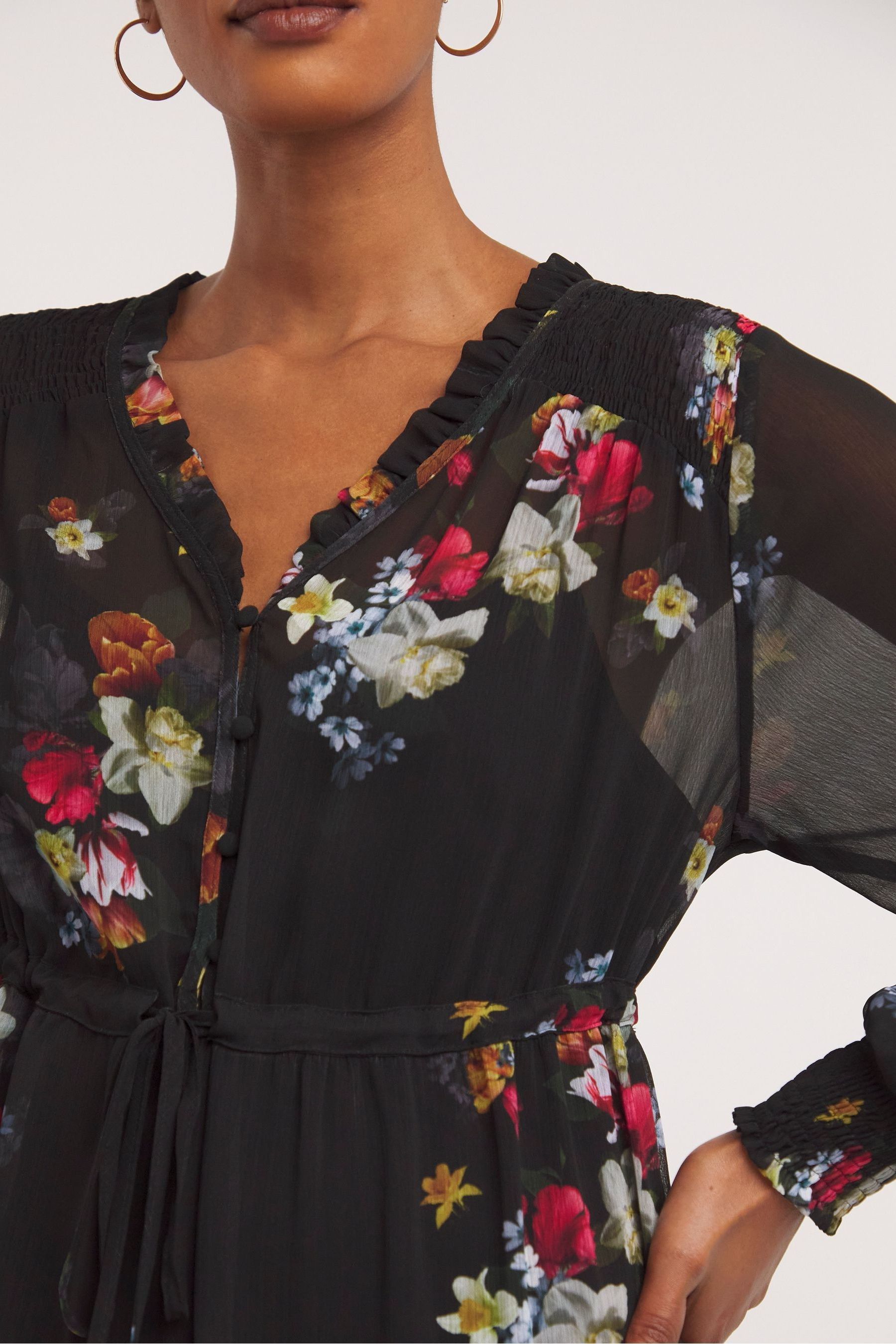 Buy JD Williams Black Floral Chiffon Smock Dress from the Next UK