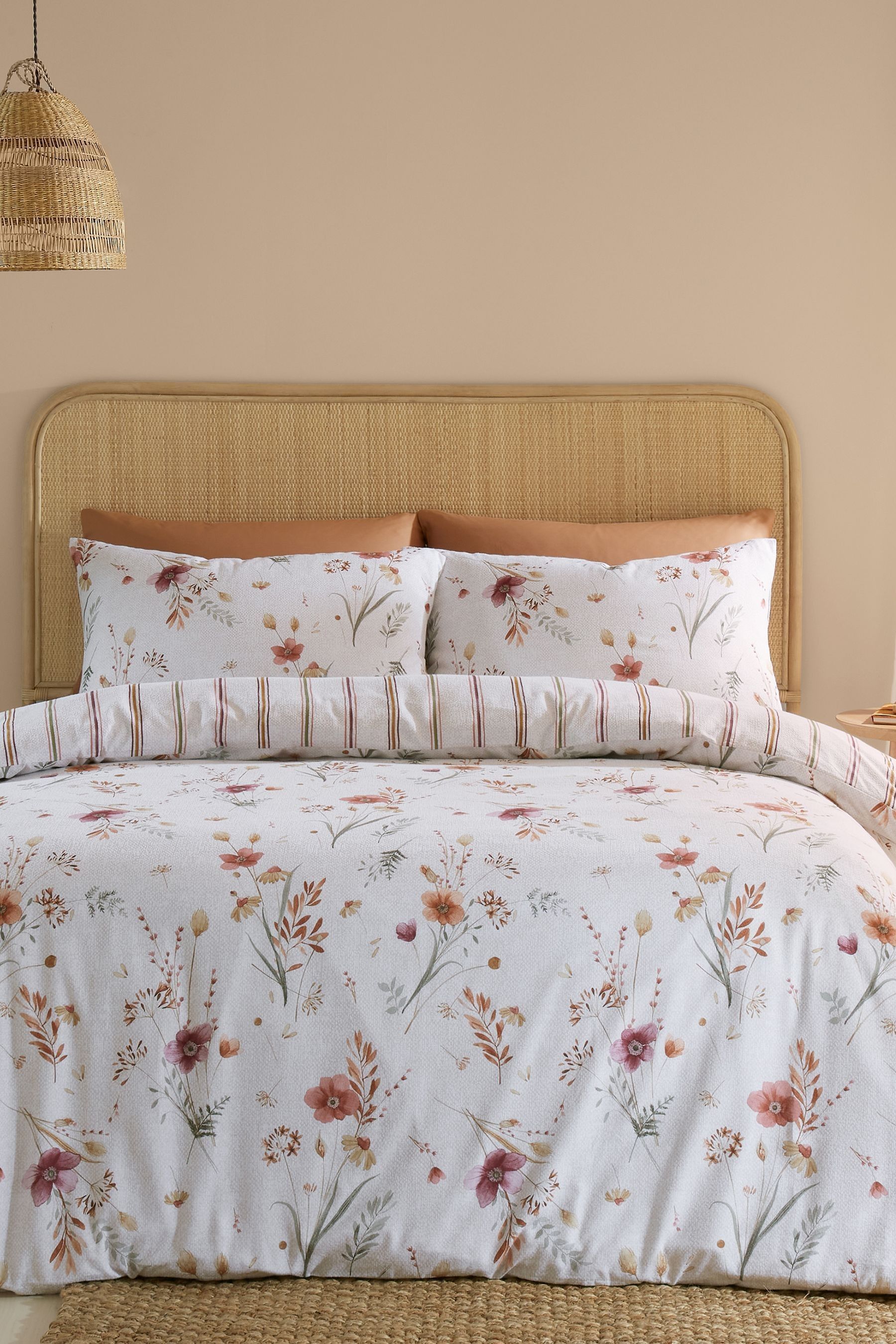 Buy Catherine Lansfield Natural Brushed Cotton Harvest Flowers Duvet