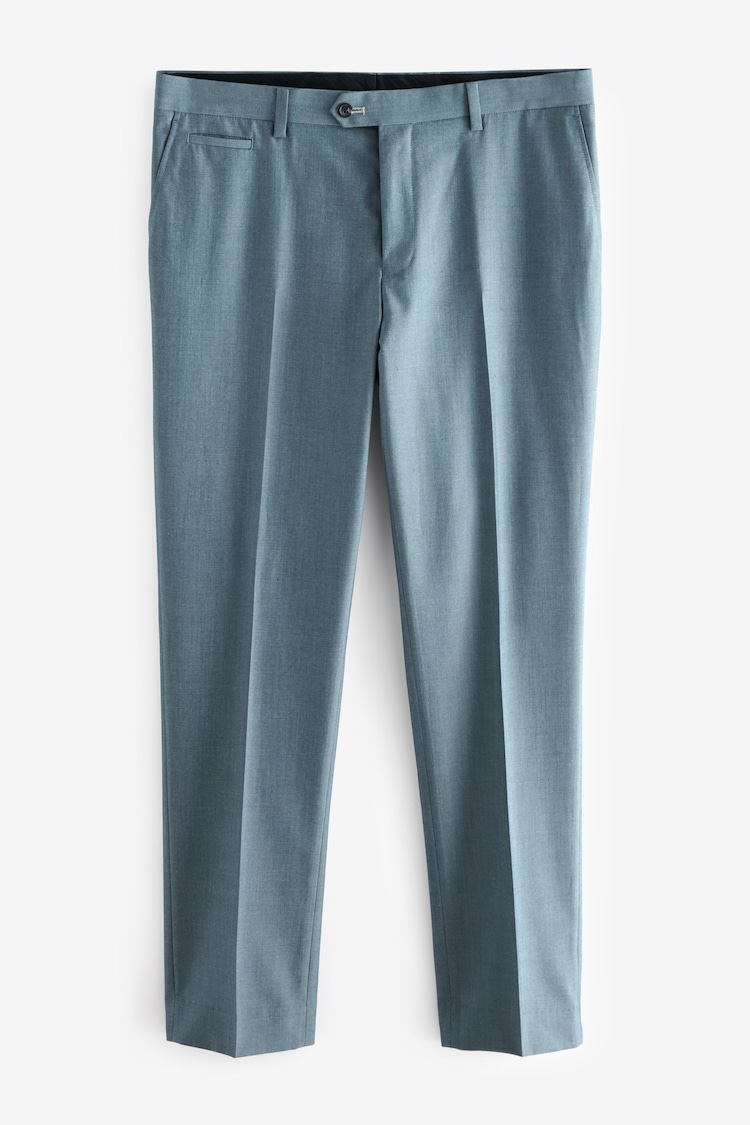 Light Blue Slim Fit Trimmed Suit Trousers - Image 1 of 1