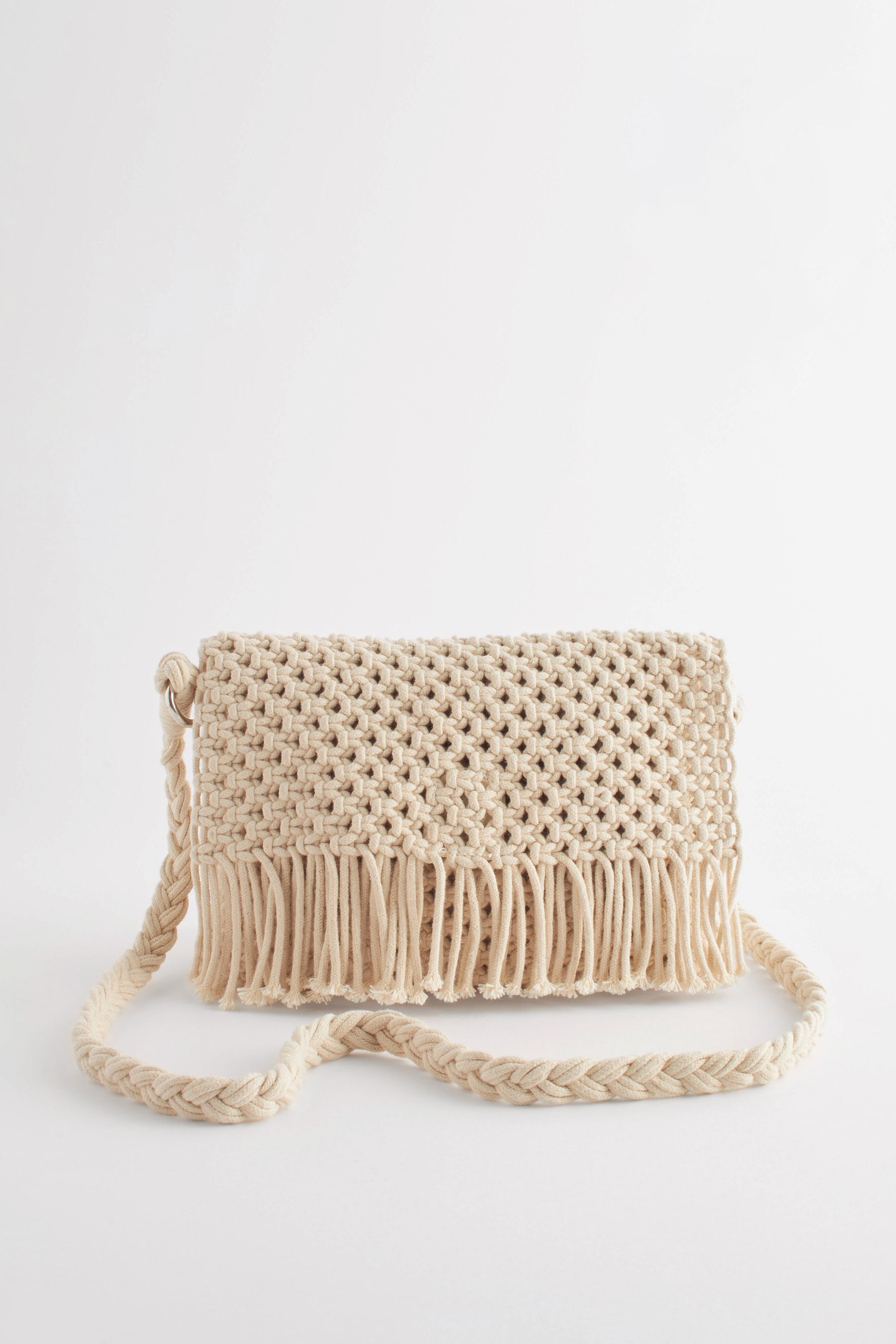 Buy Cream Crochet Fringe CrossBody Bag from Next Saudi Arabia