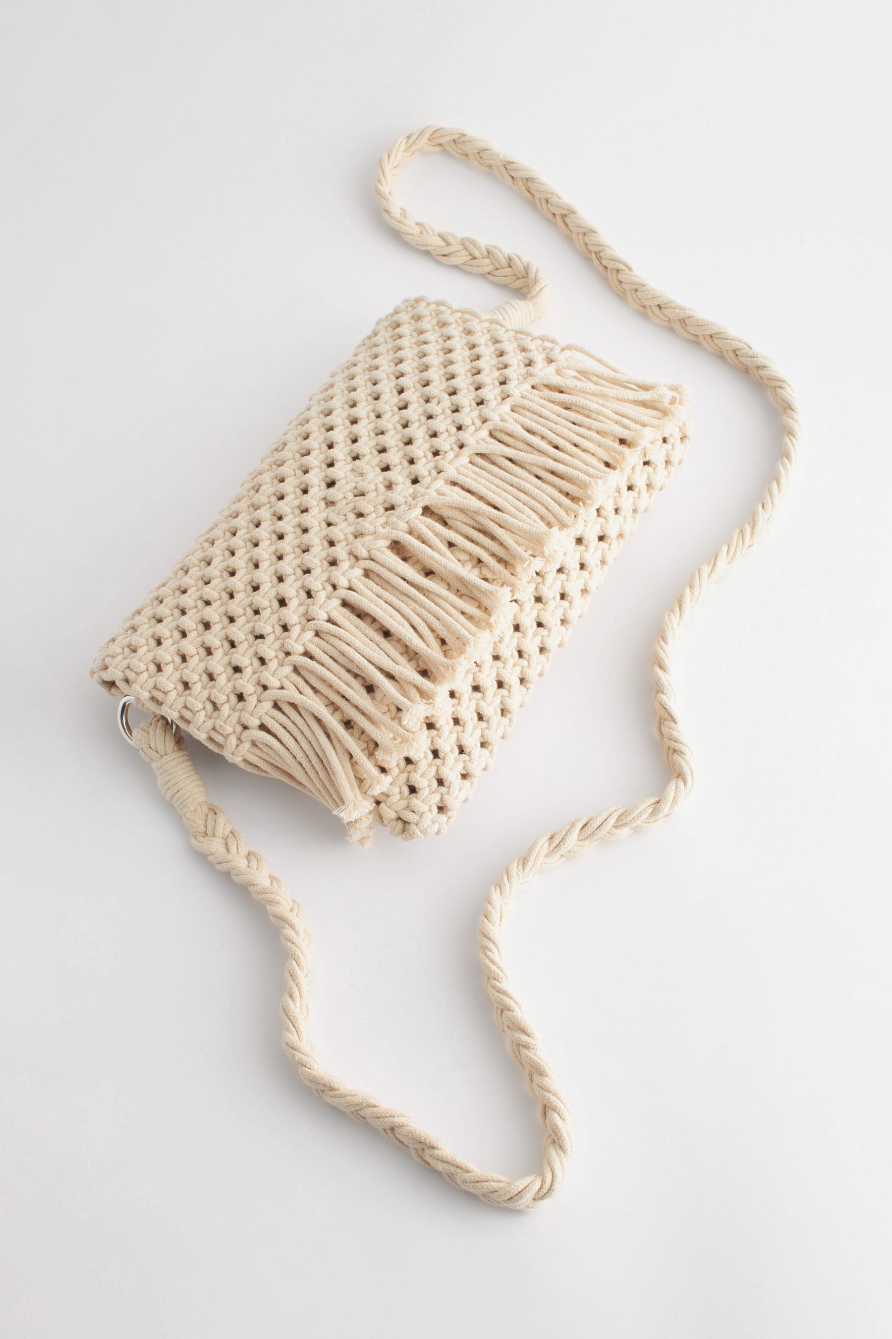 Buy Cream Crochet Fringe CrossBody Bag from Next Saudi Arabia