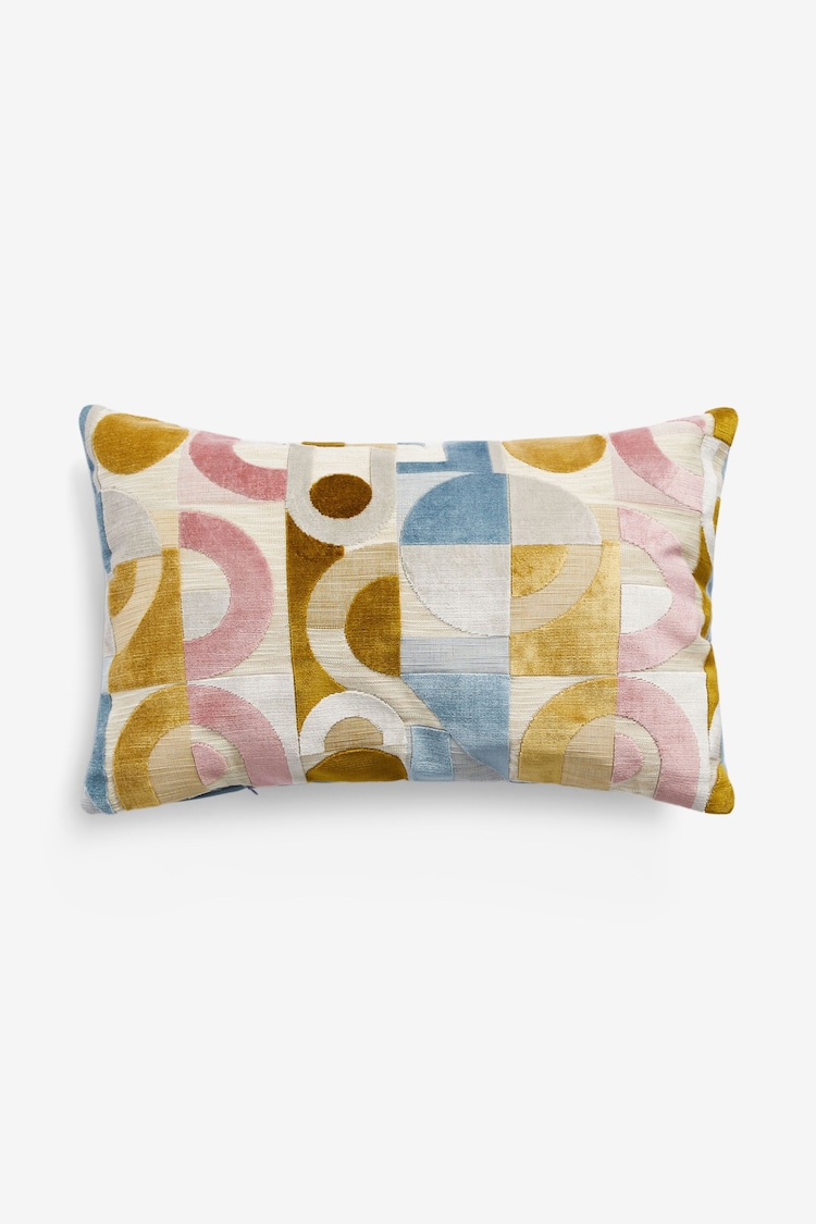 Ochre Yellow Hurley Cut Velvet 40 x 59cm Cushion - Image 1 of 1