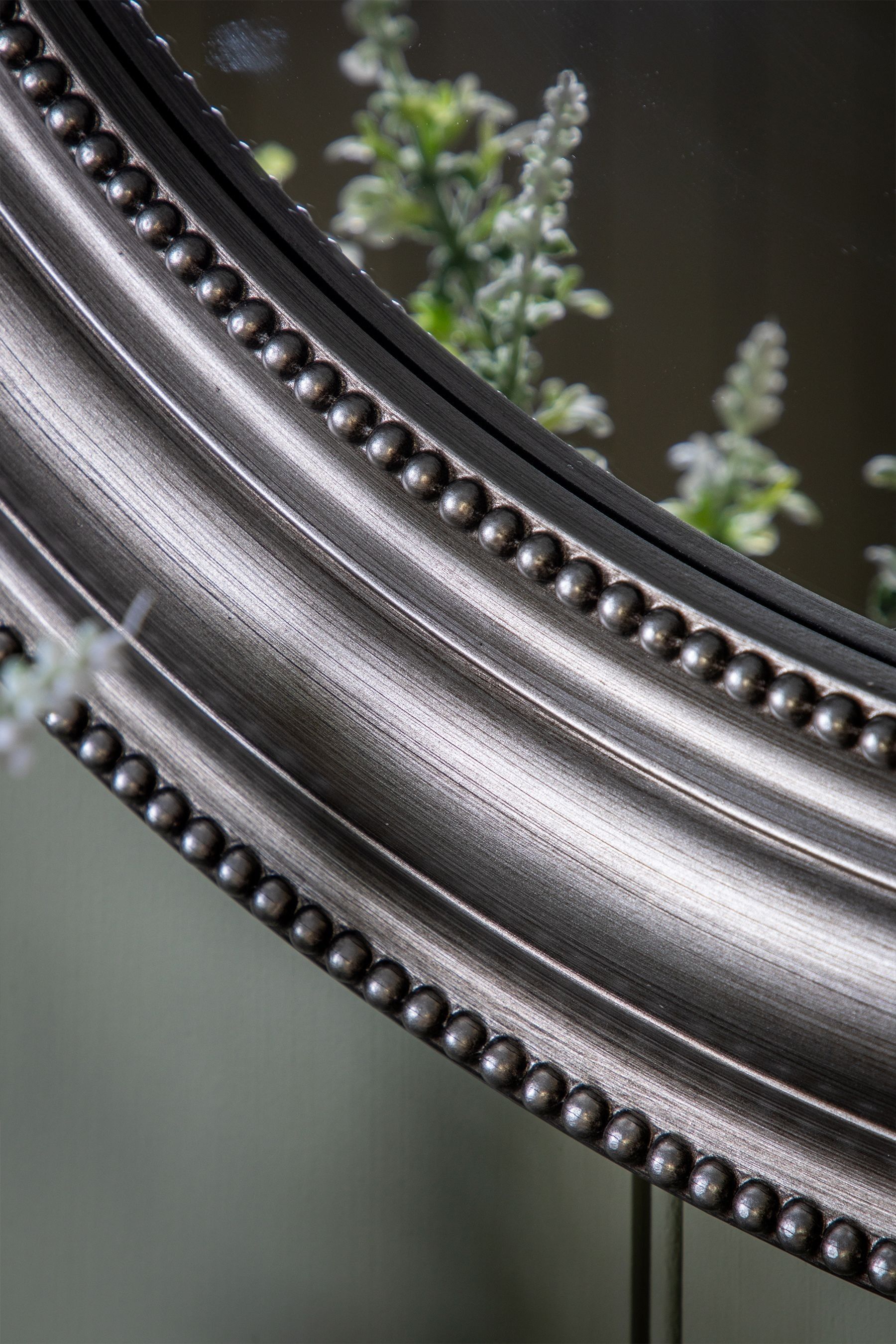 Buy Gallery Home Pewter Grey Round Beaded Pewter Grey Mirror by Gallery from the Next UK online shop