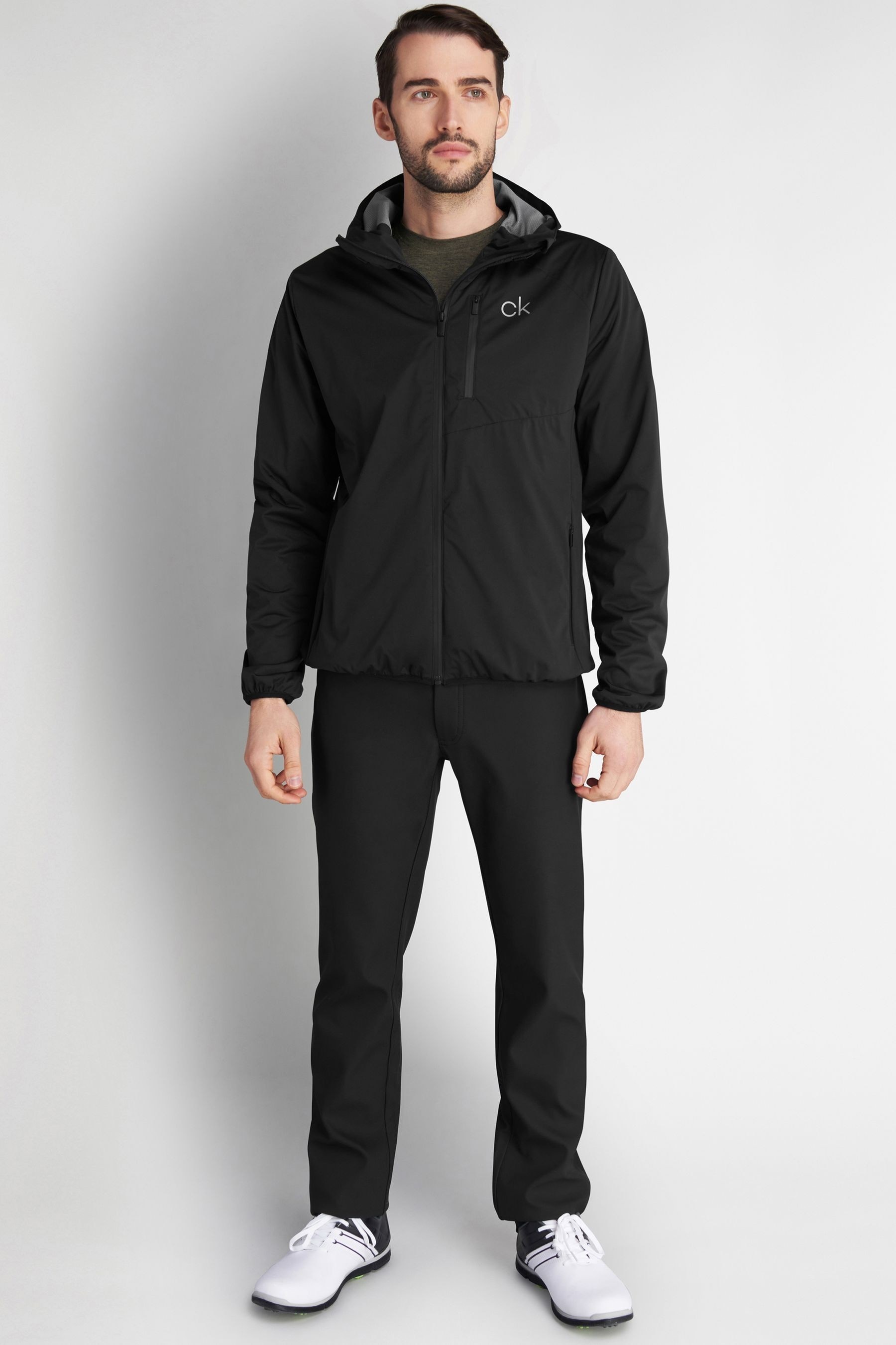 Buy Calvin Klein Golf Black Ultron Waterproof Hooded Jacket from the ...