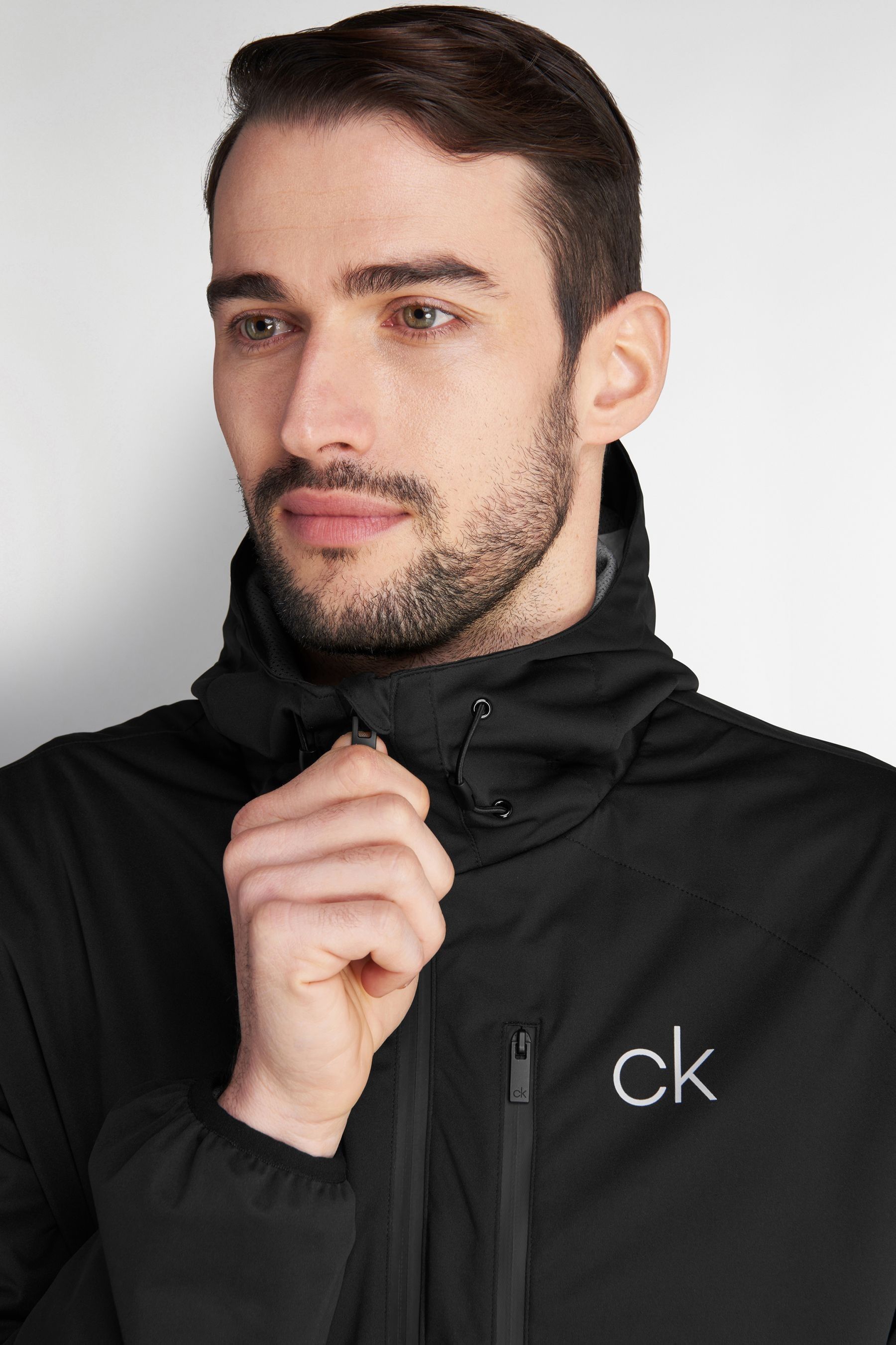 Buy Calvin Klein Golf Black Ultron Waterproof Hooded Jacket from the ...