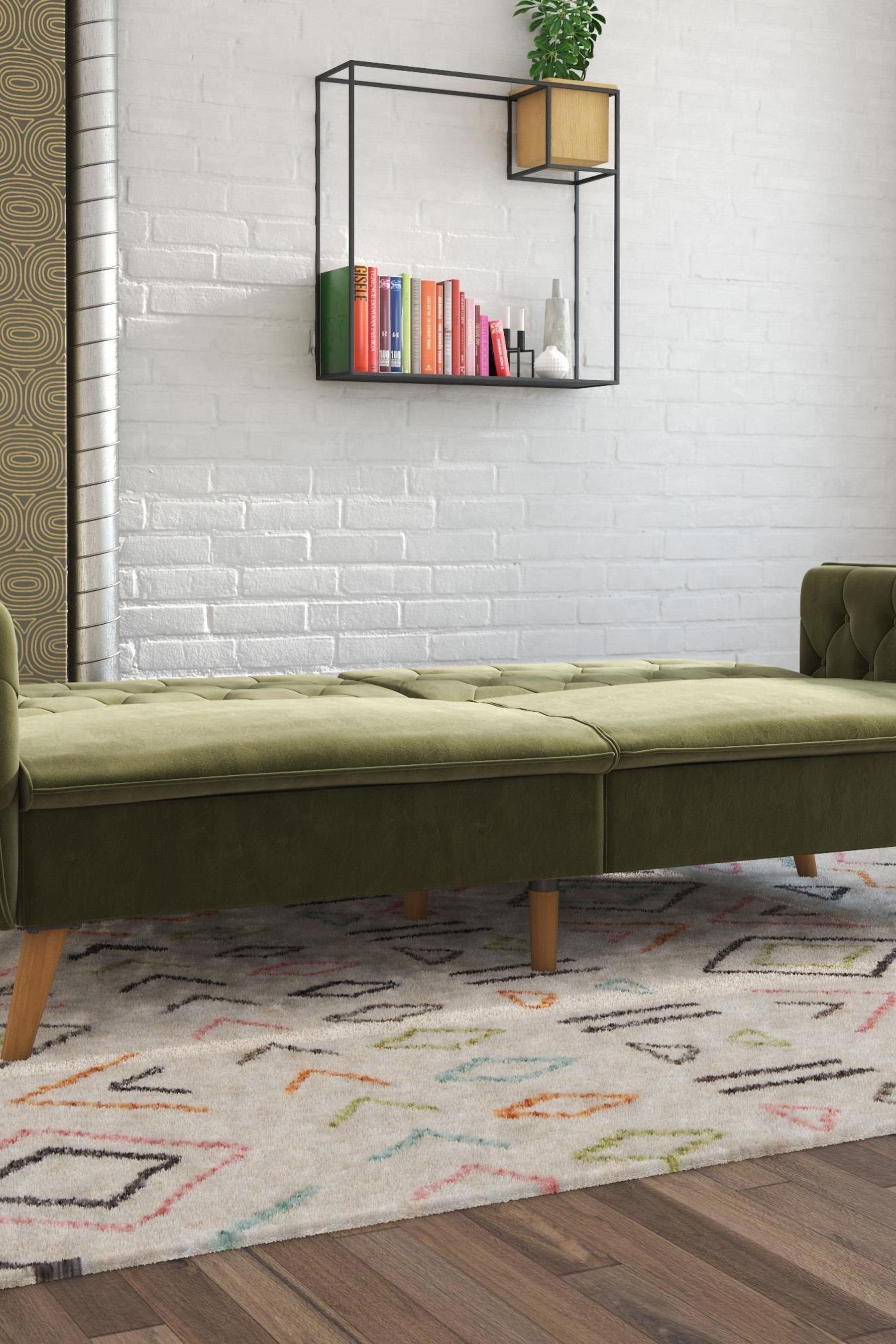 Buy Novogratz Green Tallulah Velvet Memory Foam Futon Sofa from the