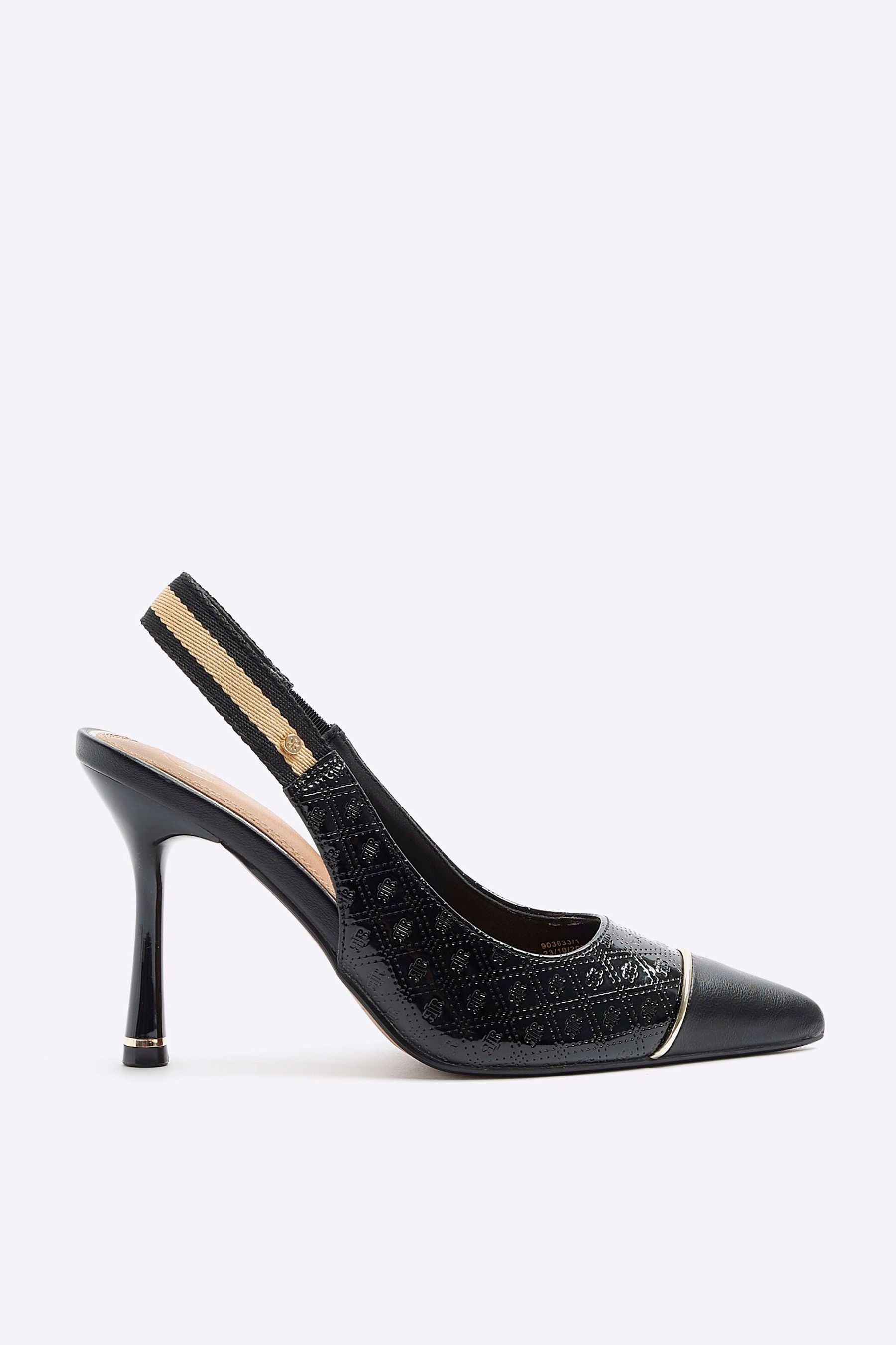 Buy River Island Black Monogram bing Court Heels from the Next UK