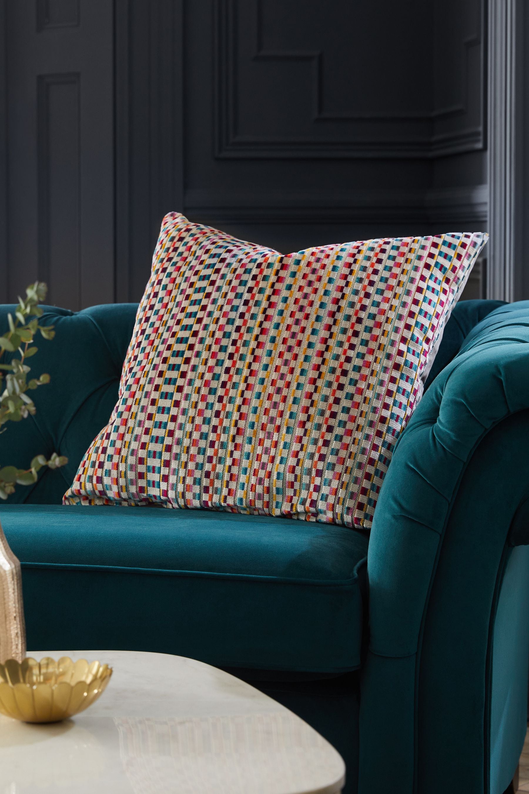 Multi coloured sofa cushions store