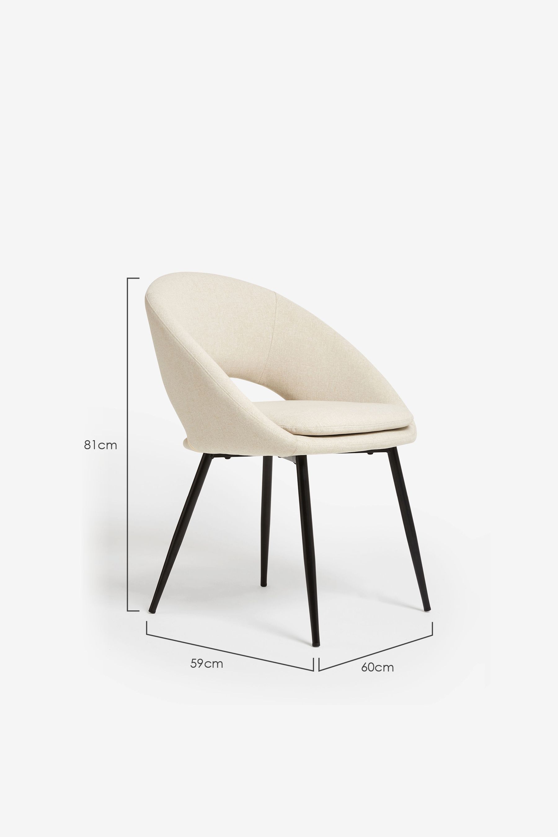 Buy Set of 2 Soft Marl Mid Natural Hewitt Black Leg Dining Chairs from