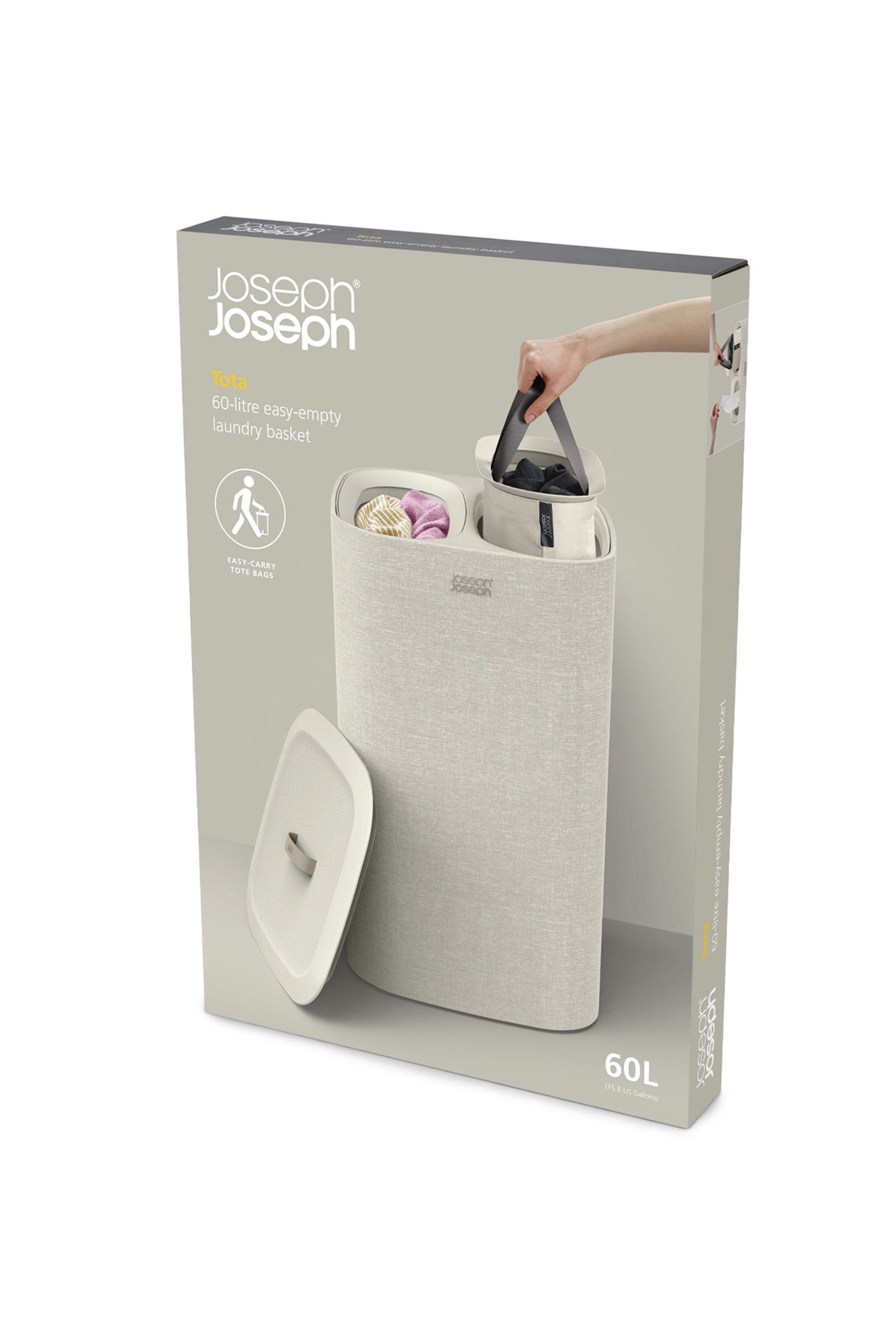 Buy Joseph Joseph Ecru Tota 60 Litre Laundry Separation Basket from the