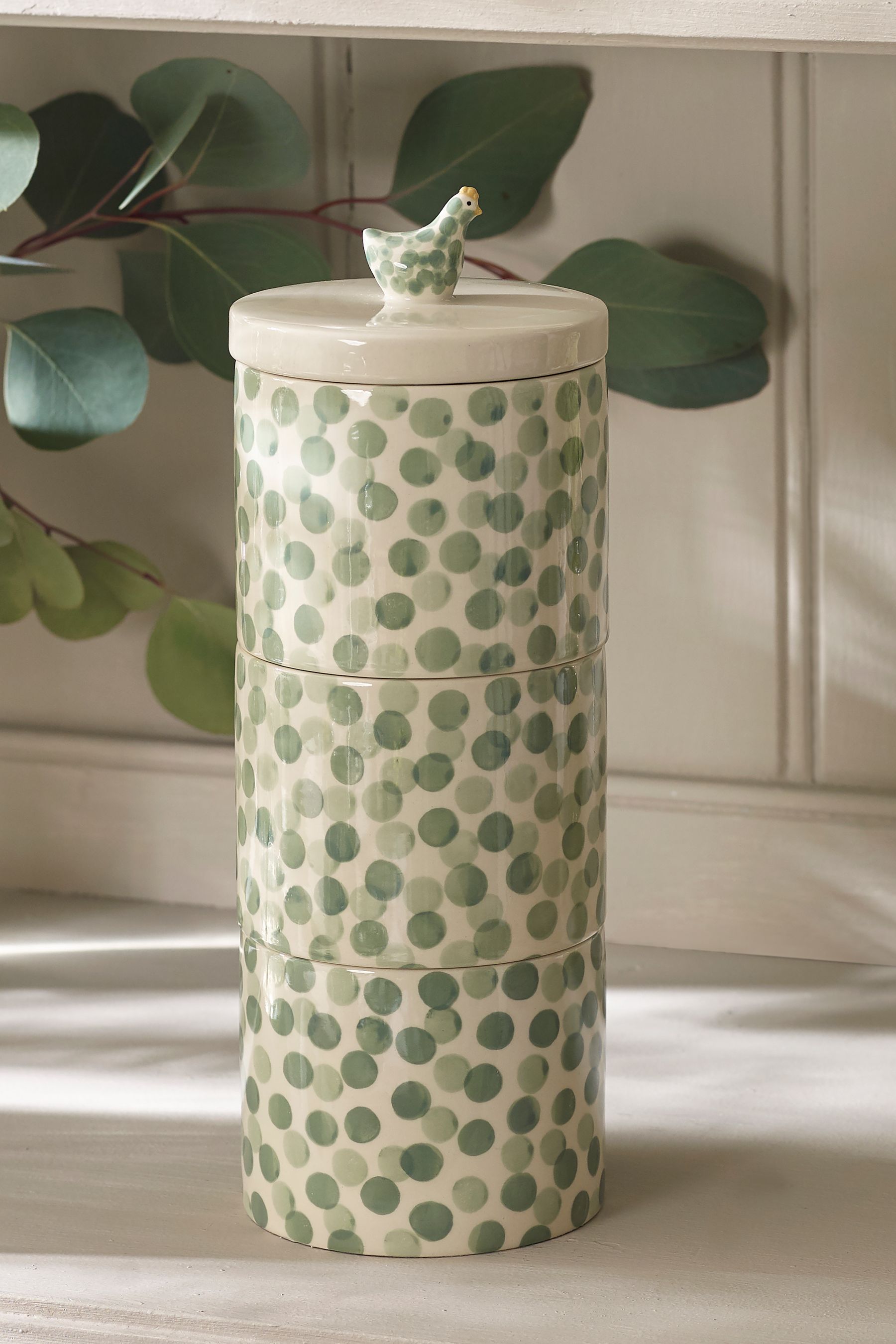 Buy Set of 3 Sage Green Chicken Stacking Storage Jars from the Next UK ...