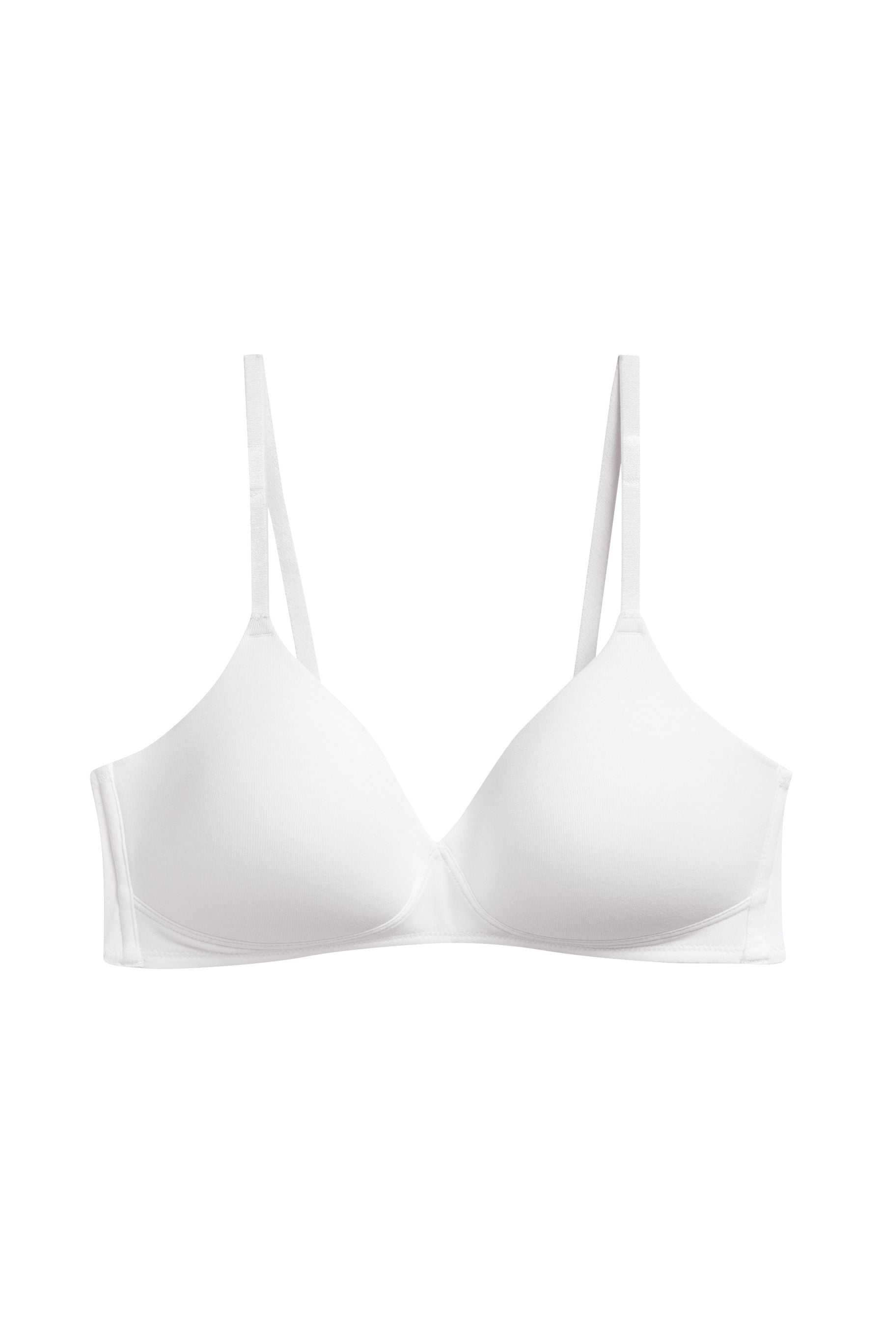 Buy White/Black/Nude Pad Non Wire Cotton Blend Bras 3 Pack from the ...