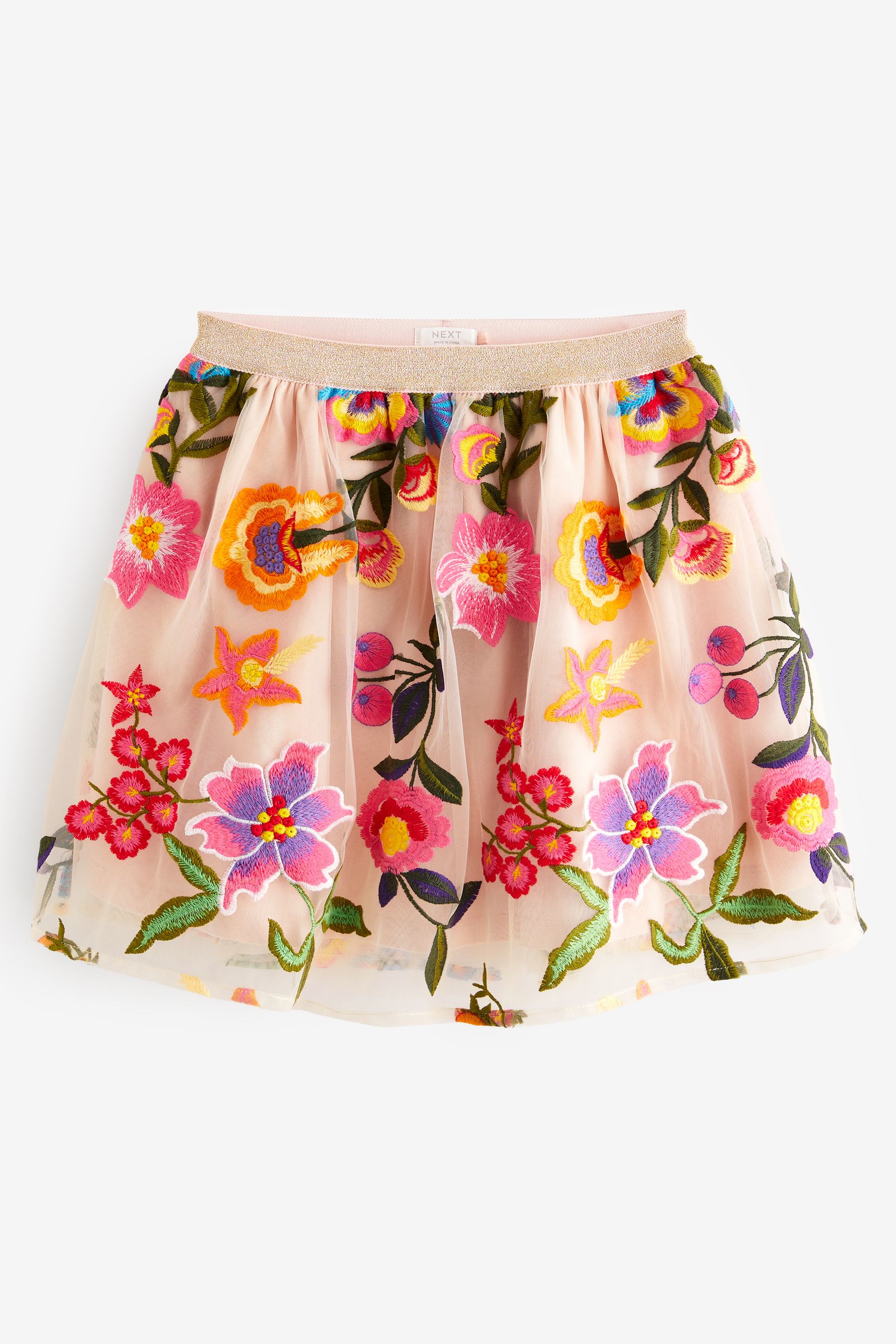 Buy Pink Embroidered Floral Pull-On Skirt (3-16yrs) from Next Ireland