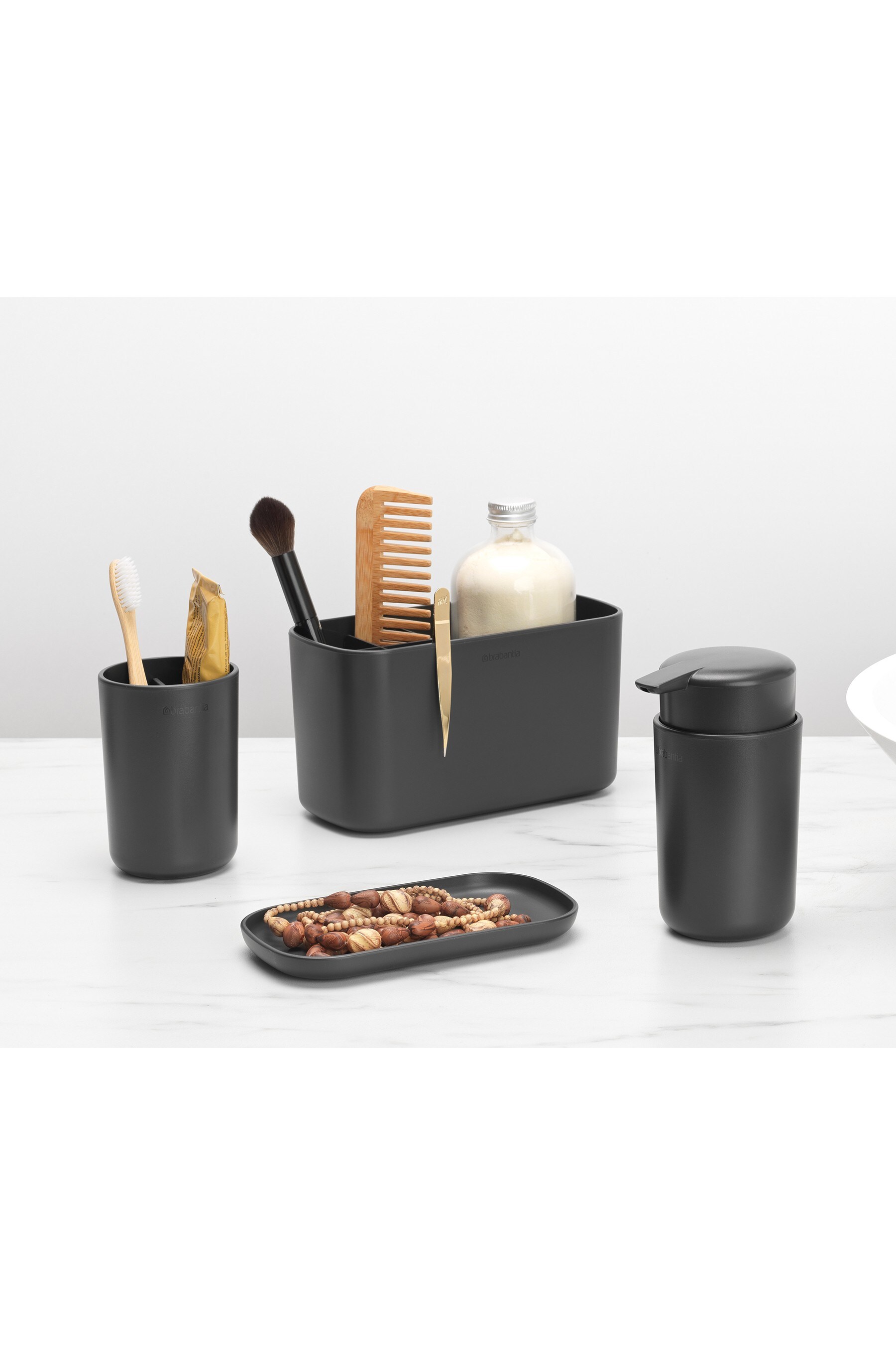 Buy Brabantia Set of 3 Dark Grey Bathroom Accessories from the Next UK