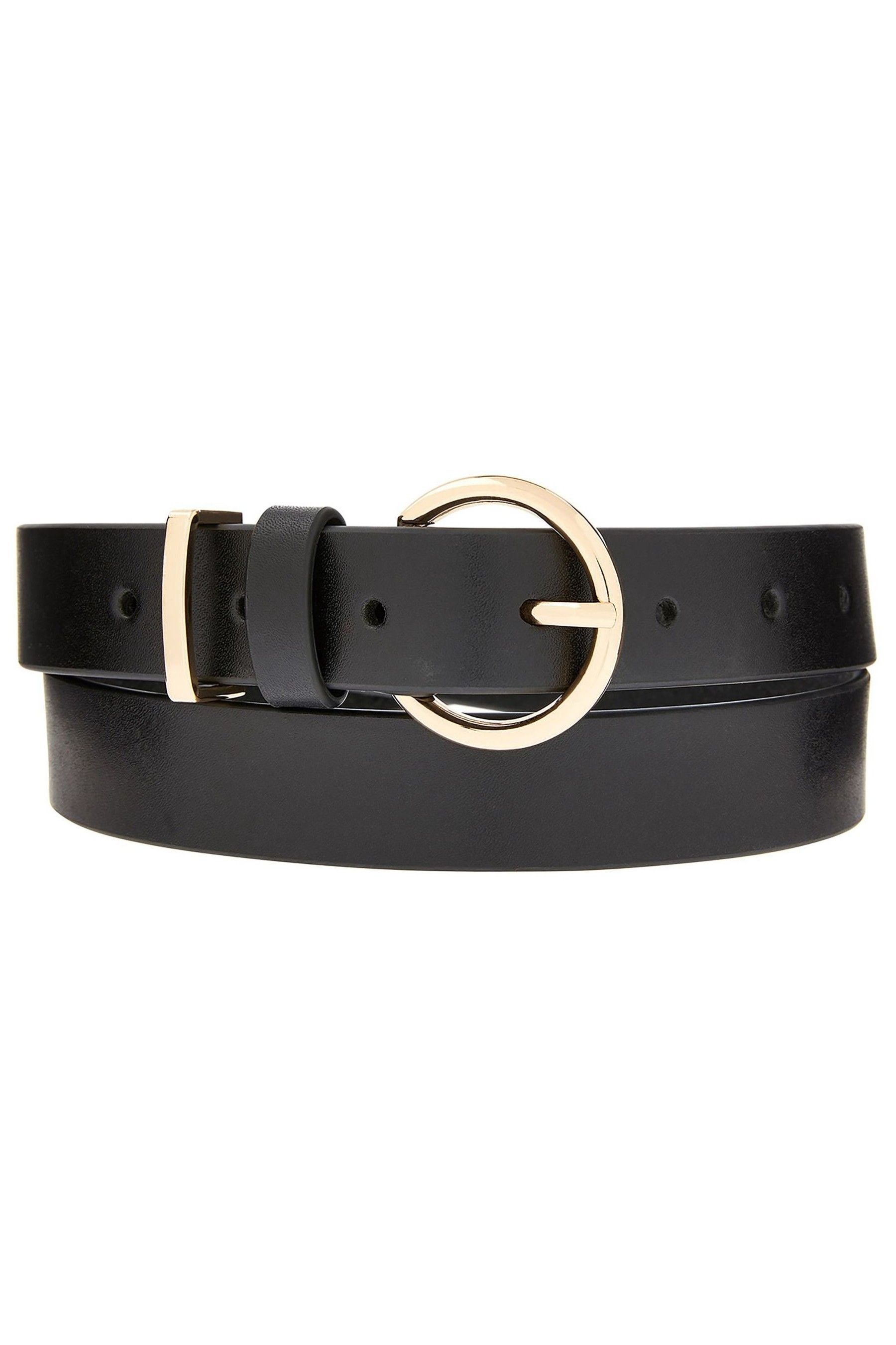 Buy Accessorize Black Round Buckle Leather Jeans Belt from the Next UK ...