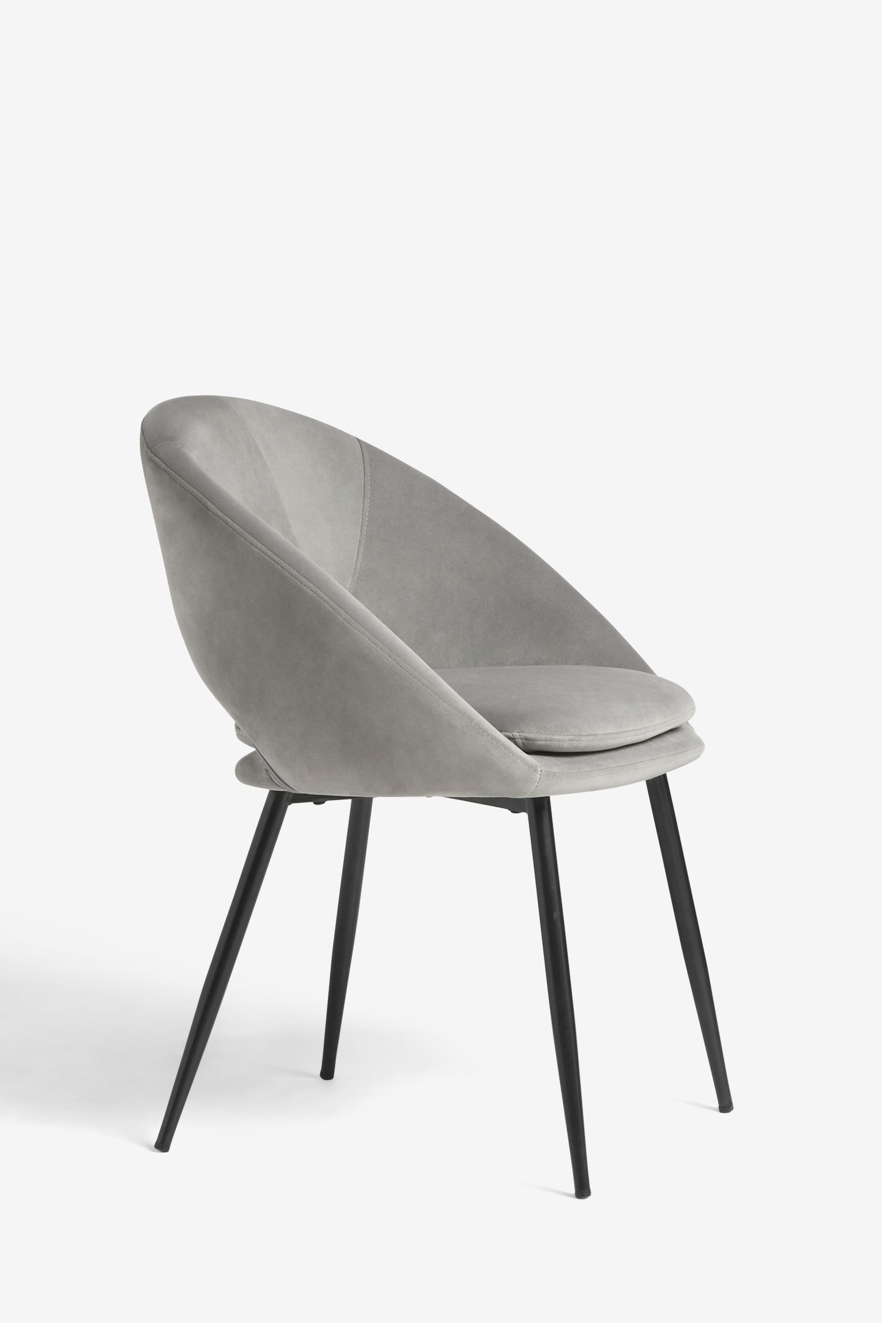 Buy Set of 2 Soft Velvet Mid Grey Hewitt Black Leg Dining Chairs from