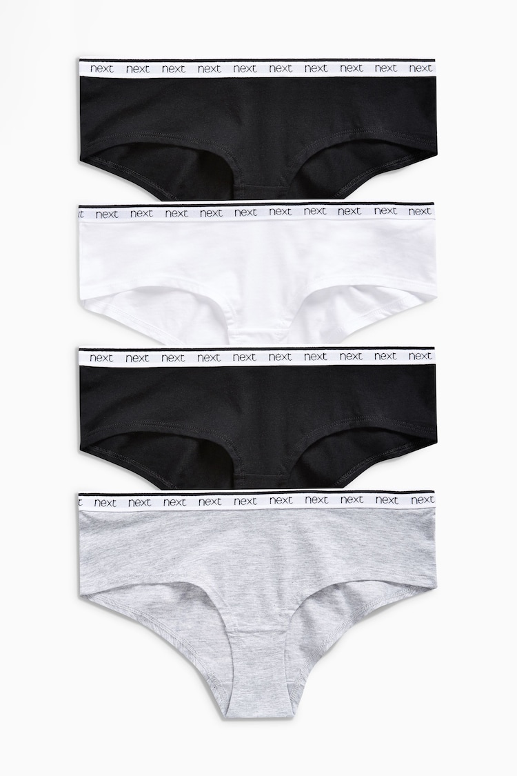 Weiß/Schwarz/Grau - Slips mit Logo, 4er-Pack - Bild 1 von 1