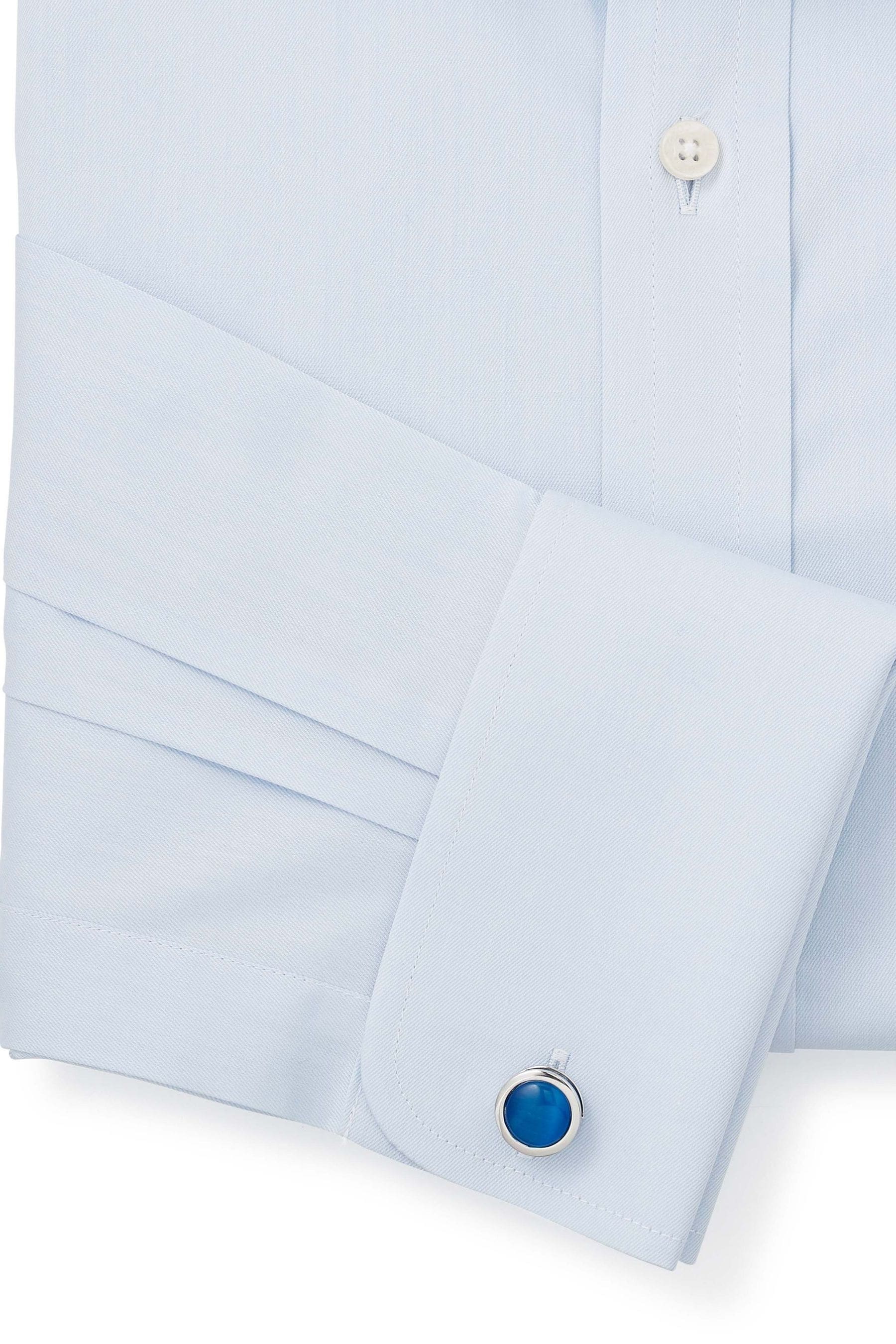 Buy Savile Row Co Sky Blue Twill Classic Fit Double Cuff Shirt from the ...