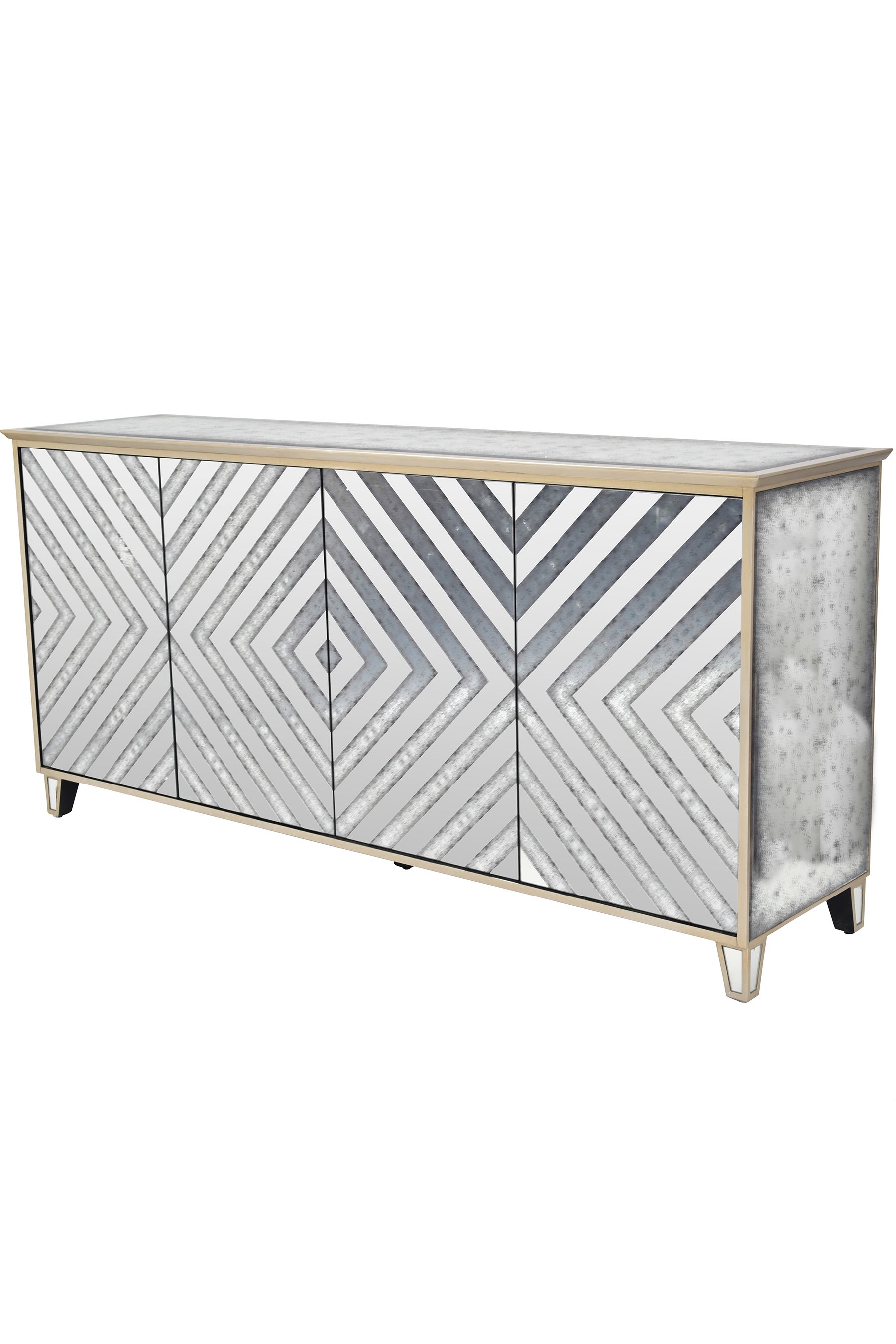 Buy Libra Interiors Silver Lexington Four Door Antique Mirrored